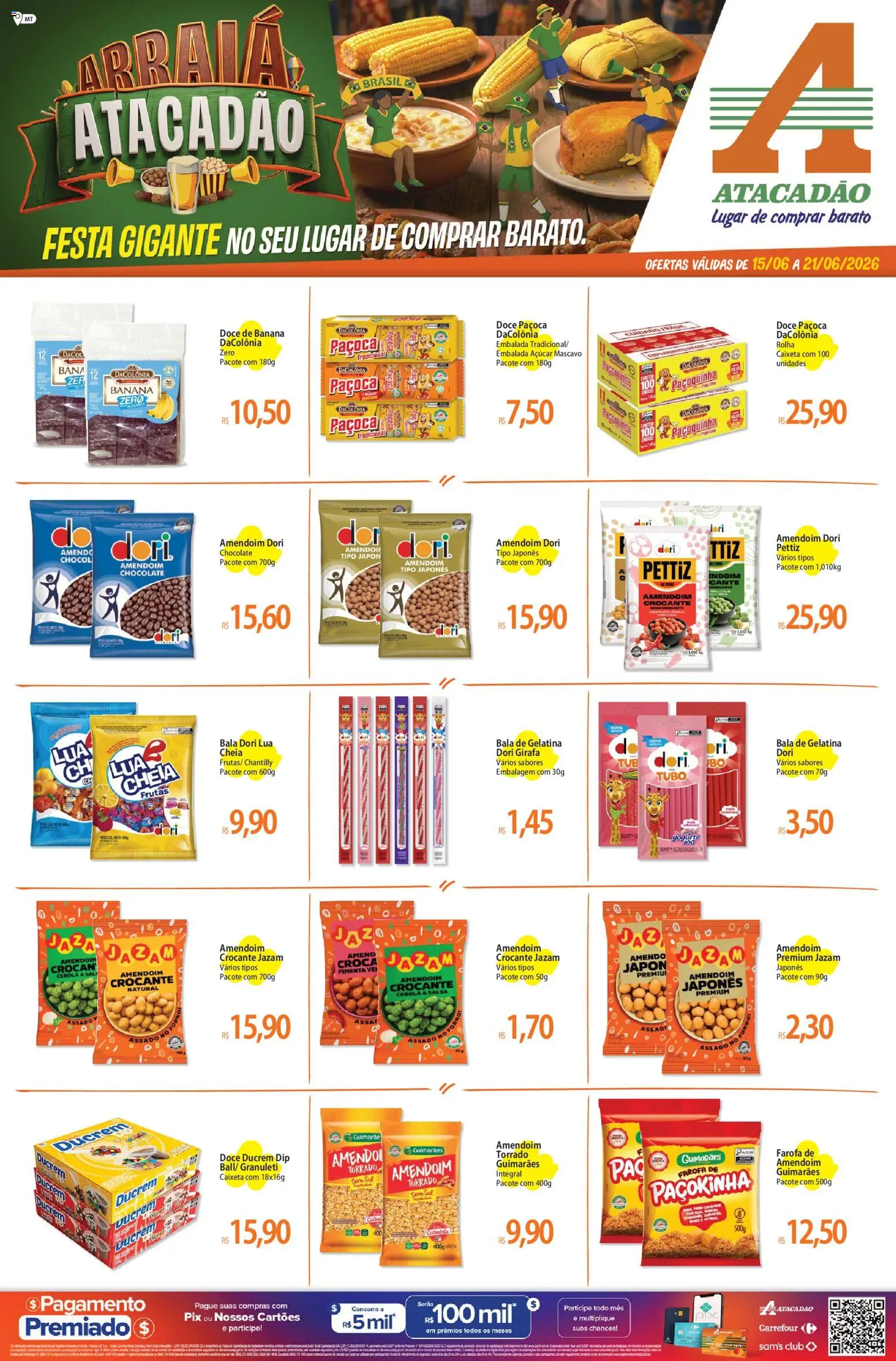 Pré-Visualização do folheto "Atacadão ofertas - MT" da loja Atacadão válido a partir de 15/06/2026 - Frutas, Doce, Açúcar, Pimenta, Gelatina, Forno, Cebola, Açúcar mascavo