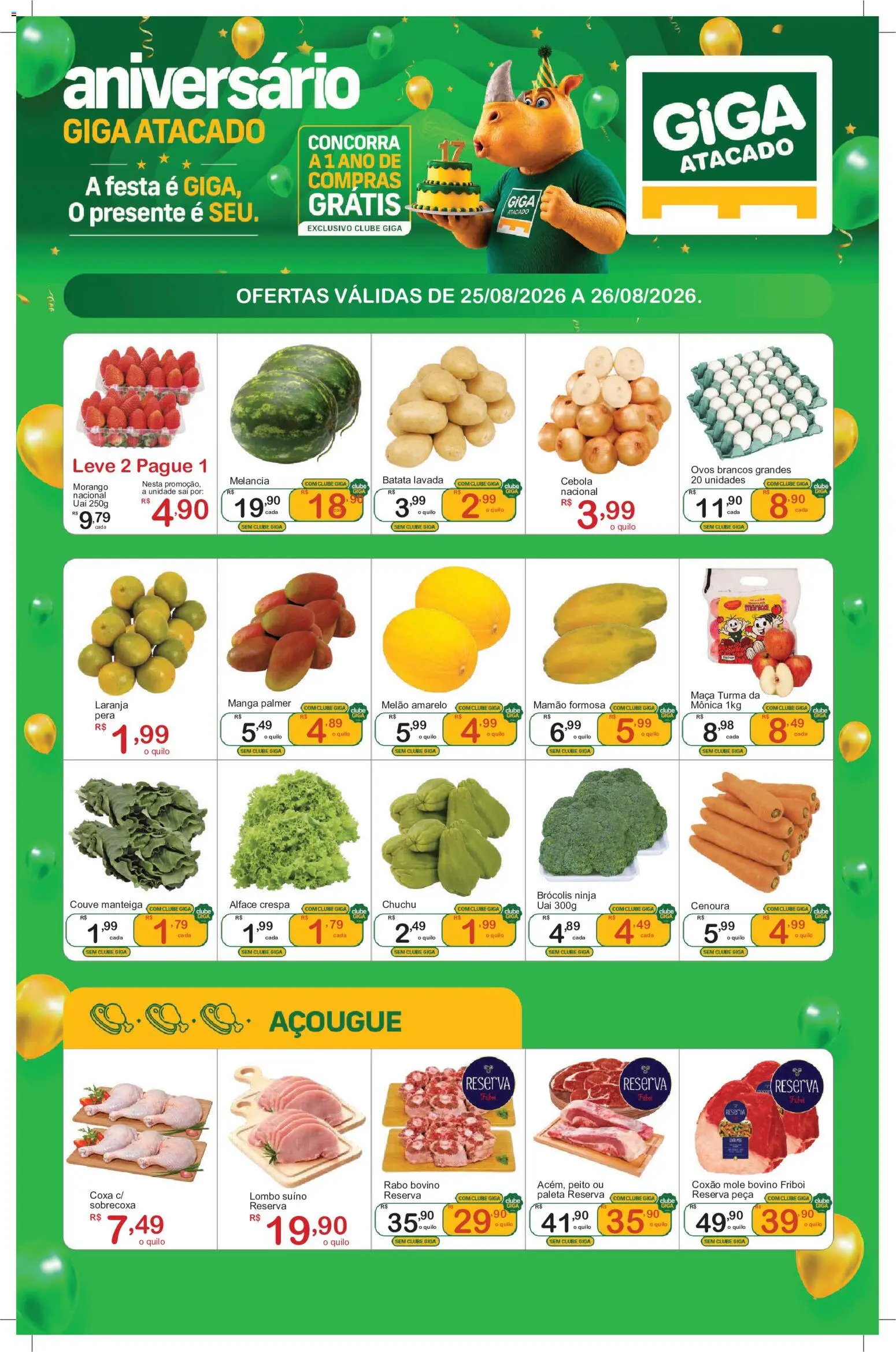 Pré-Visualização do folheto "GIGA Atacado ofertas Sorocaba" da loja GIGA Atacado válido a partir de 25/08/2026 - Manga, Melancia, Ovos, Brócolis, Chuchu, Manteiga, Cenoura, Couve