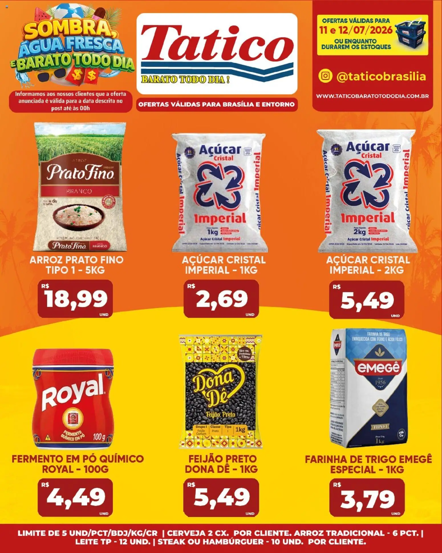 Pré-Visualização do folheto "Tatico ofertas Fim de Semana" da loja Tatico válido a partir de 11/07/2026 - Cerveja, Arroz, Feijão, Ferro, Pó, Farinha, Steak, Açúcar cristal