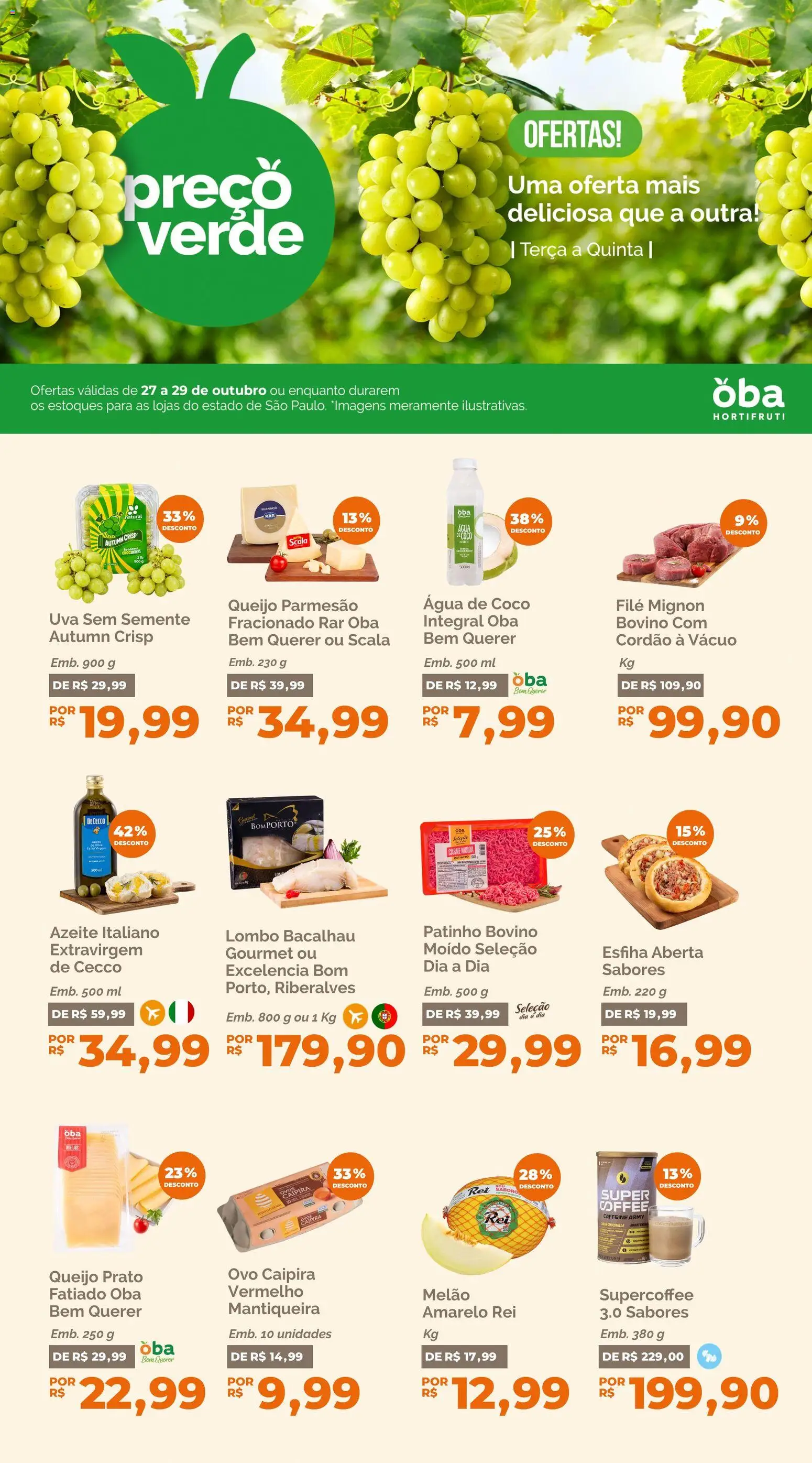 Pré-Visualização do folheto "Oba Hortifruti - Ofertas da semana" da loja Oba Hortifruti válido a partir de 27/10/2026