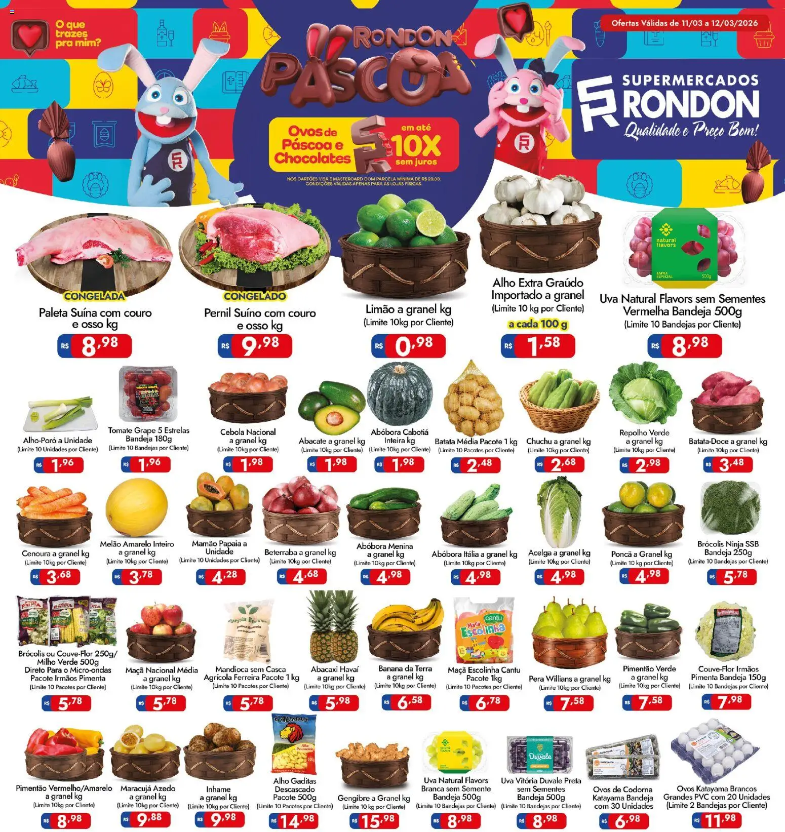 Pré-Visualização do folheto "Supermercados Rondon - Ofertas da semana" da loja Supermercados Rondon válido a partir de 11/03/2026 - Microondas, Inhame, Brócolis, Maracujá, Beterraba, Milho, Cebola, Melão