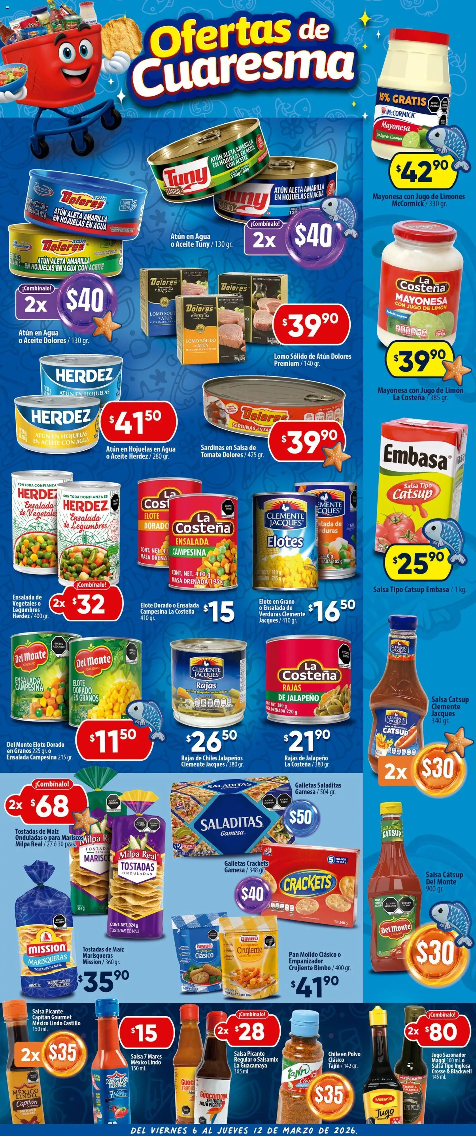 Vista previa las ofertas de la tienda Calimax - Calimax folleto Tijuana desde el 06/03/2026 - Agua, Ensalada, Tomate, Limón, Aceite, Salsa de tomate, Jugo de limón, Hojuelas
