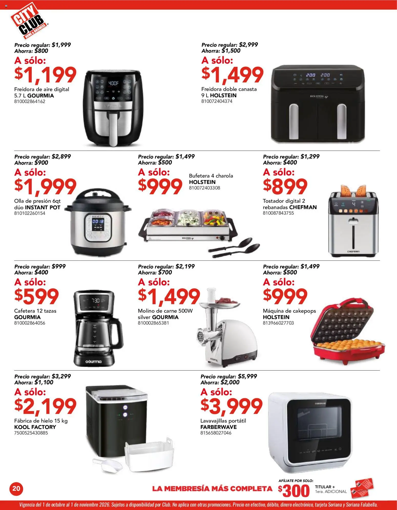 Vista previa las ofertas de la tienda City Club - City Club catálogo desde el 01/10/2026 - Cafetera, Carne, Olla, Hielo, Lavavajillas, Canasta, Freidora, Tostador