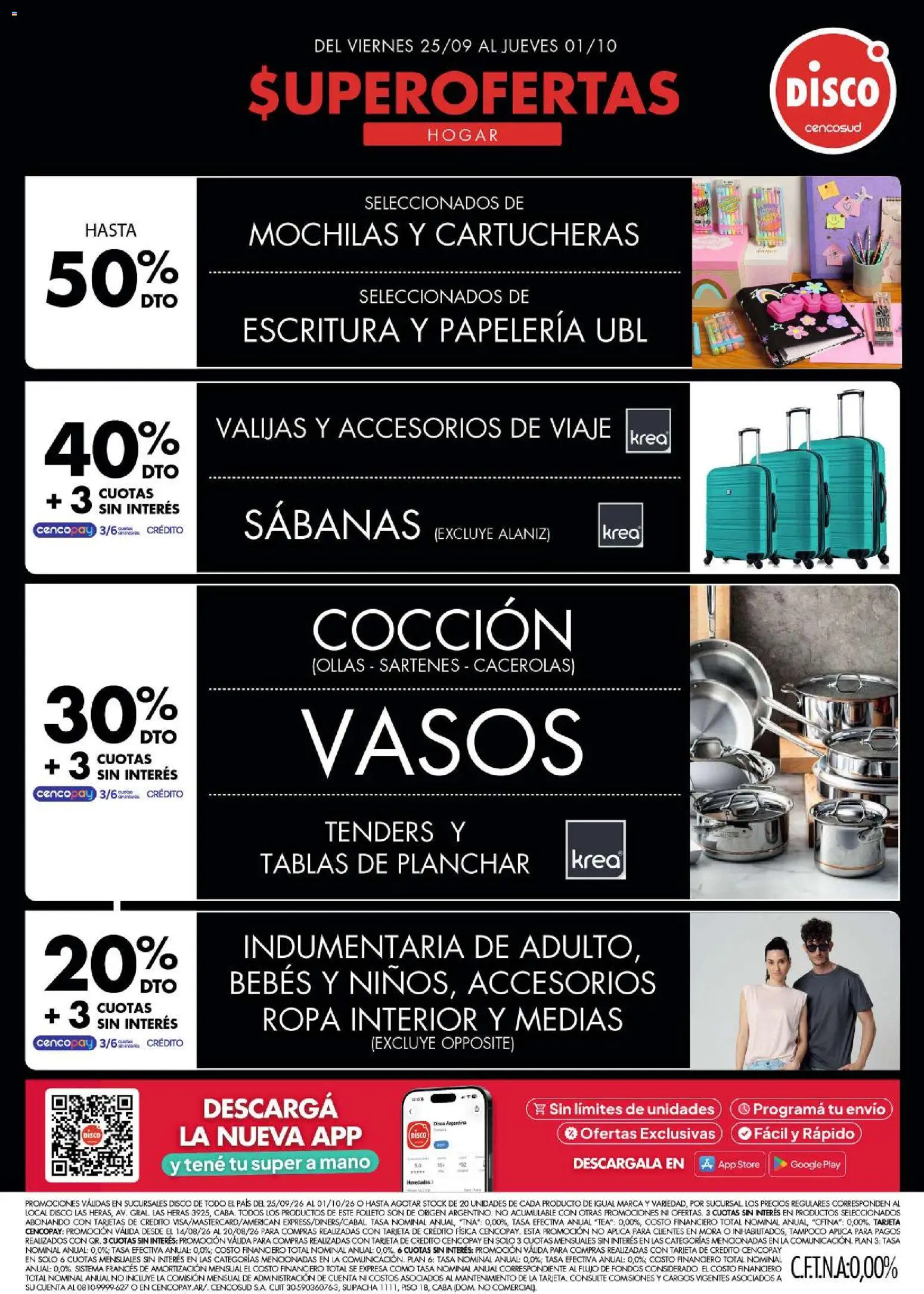 Vista previa del folleto de la tienda Disco válido desde el 25/09/2026 - Disco, Ropa, Sabanas, Medias, Ropa interior, Ollas, Vasos, Planchar