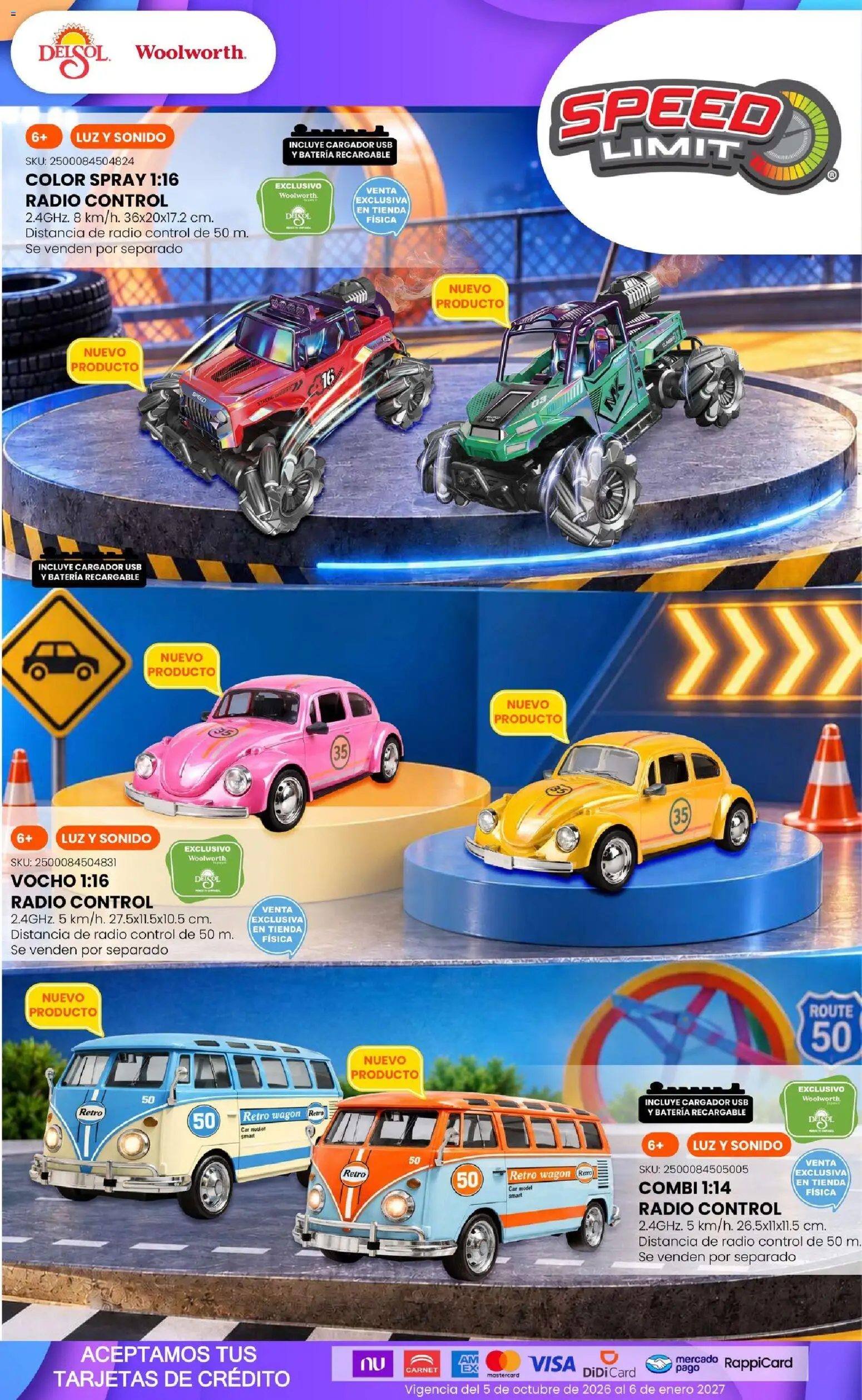 Vista previa las ofertas de la tienda Del Sol y Woolworth - Del Sol y Woolworth catálogo El Castillo del Juguete desde el 01/10/2026 - Radio, Batería, Usb, Cargador