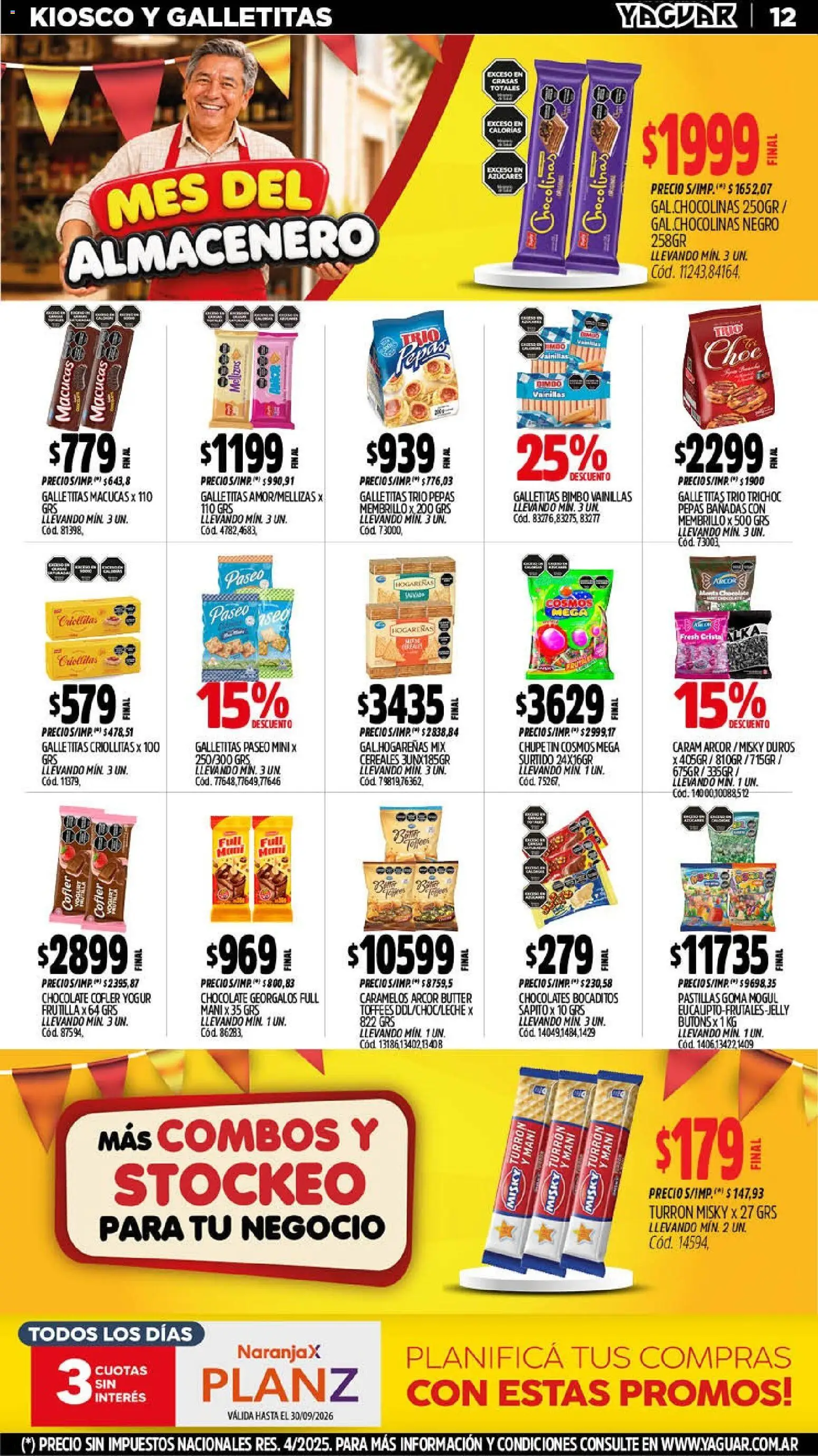 Vista previa del folleto de la tienda Yaguar válido desde el 14/09/2026 - Papa, Chocolate, Galletitas, Frutilla, Mani, Cereales, Yogur, Turrón