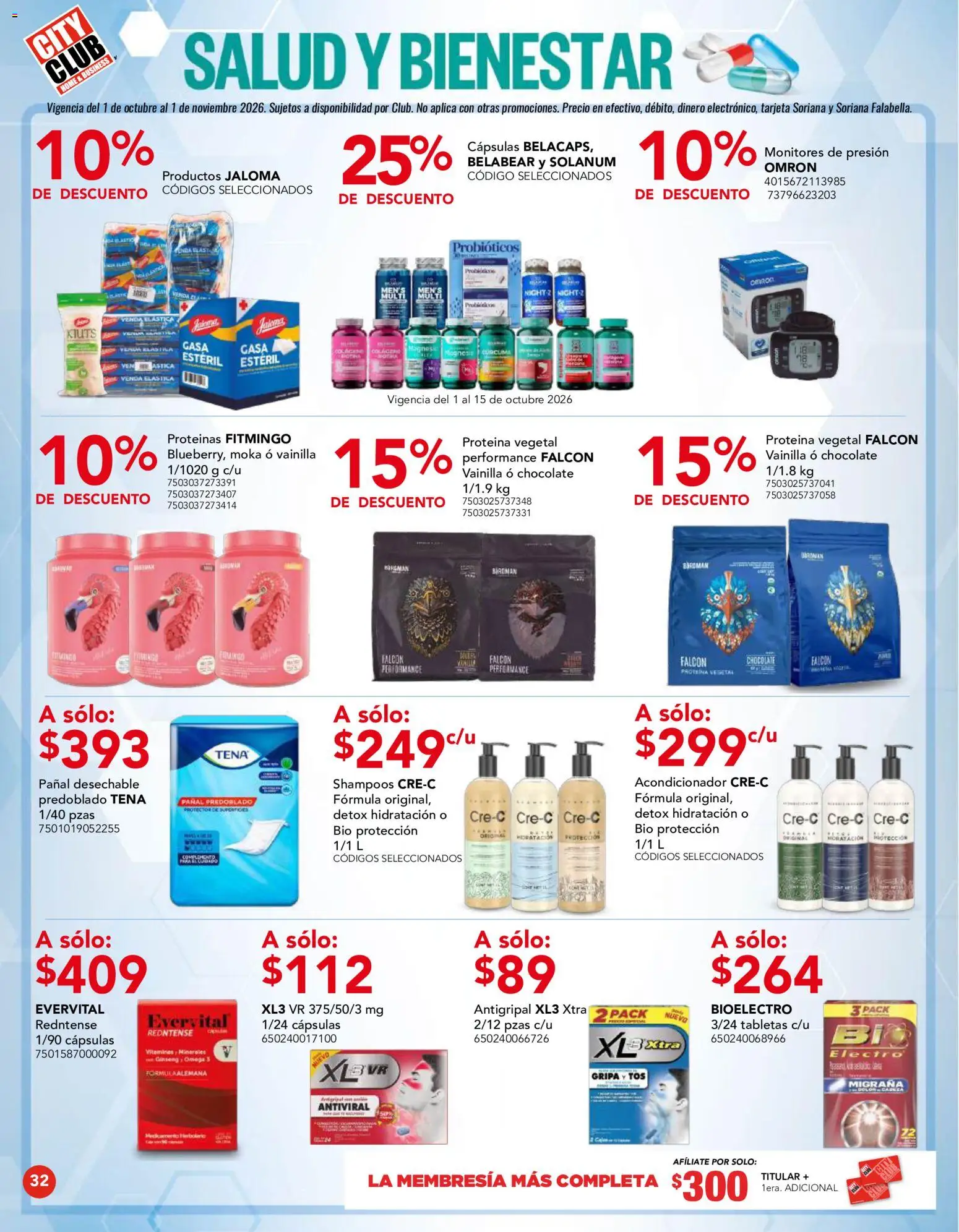 Vista previa las ofertas de la tienda City Club - City Club catálogo desde el 01/10/2026 - Chocolate, Omega 3, Probióticos, Cúrcuma, Omega, Vainilla, Venda, Acondicionador