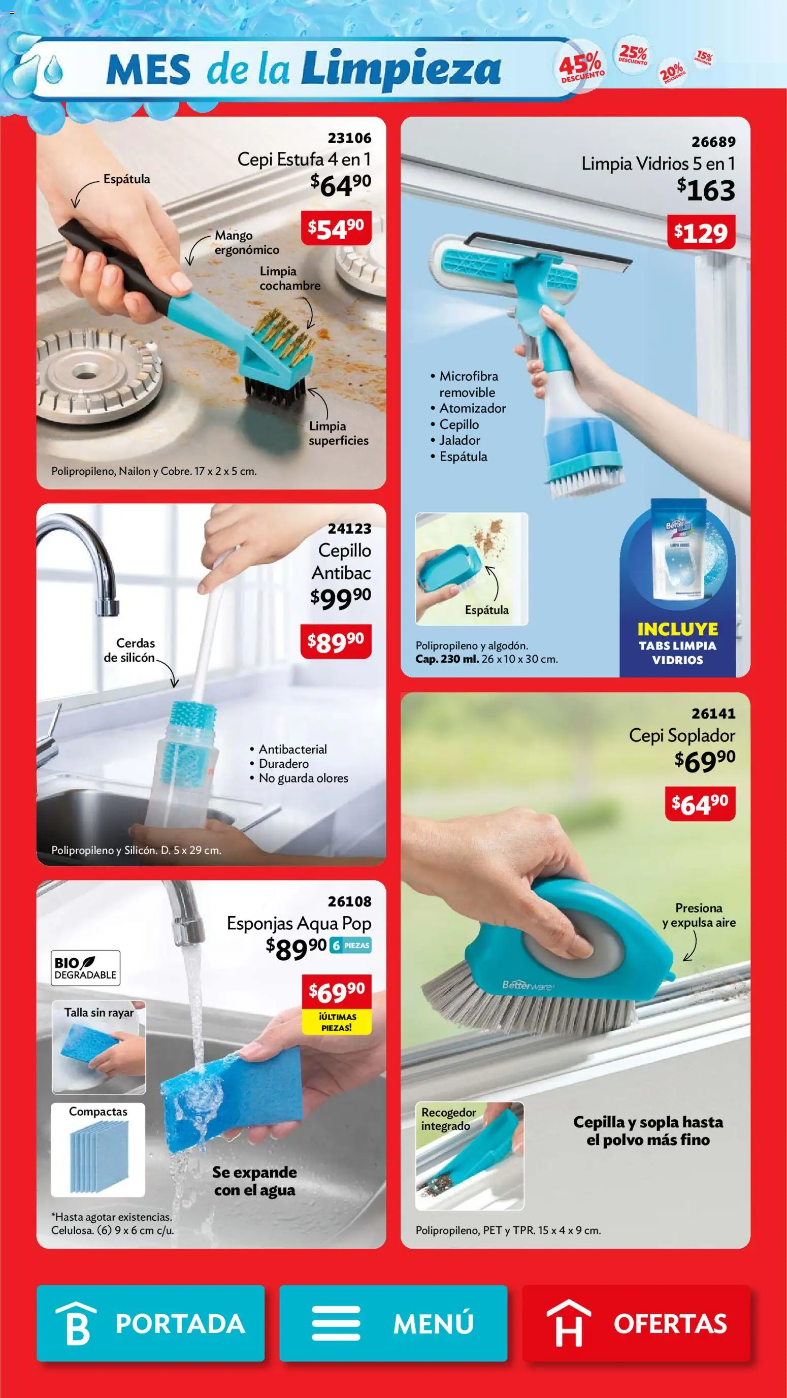Vista previa las ofertas de la tienda Betterware - Betterware campaña 10 2026 desde el 28/09/2026 - Agua, Mango, Esponjas, Espátula, Cepillo, Polvo