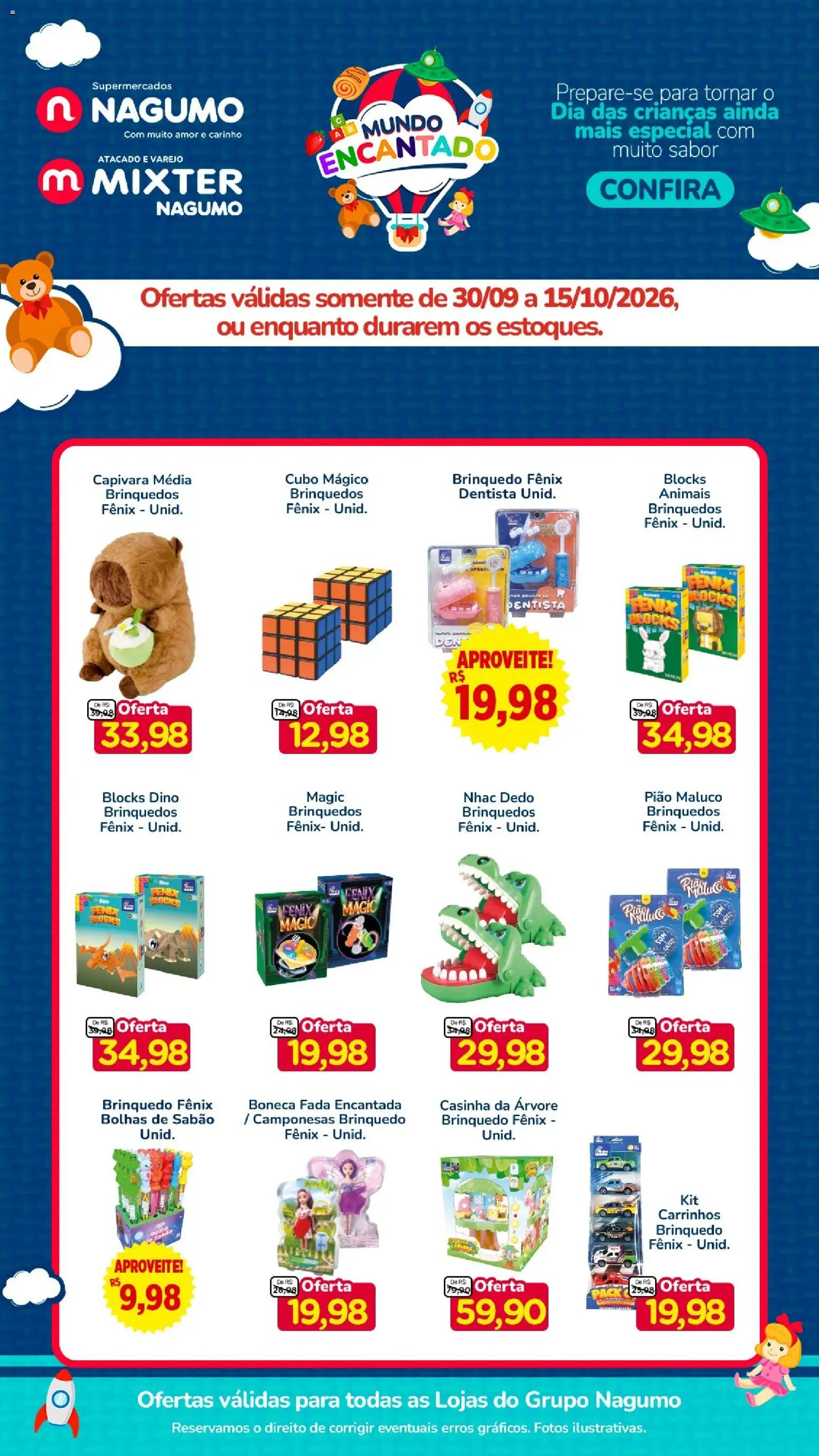 Pré-Visualização do folheto "Nagumo ofertas Mundo Encatando" da loja Nagumo válido a partir de 30/09/2026 - Brinquedos, Boneca, Sabão