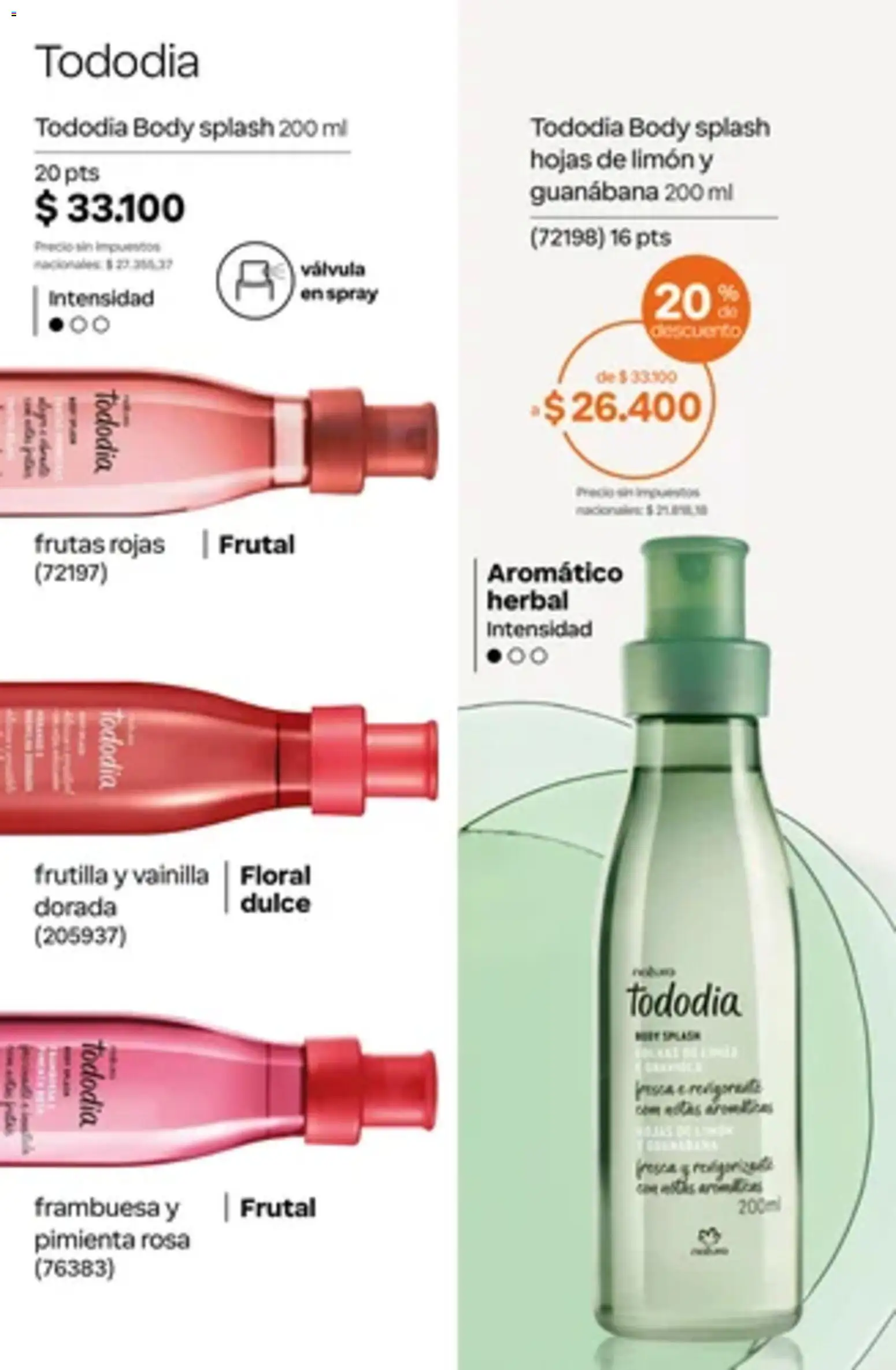 Vista previa del folleto de la tienda Natura válido desde el 01/10/2026 - Body, Frutilla, Limón, Vainilla, Pimienta, Dulce