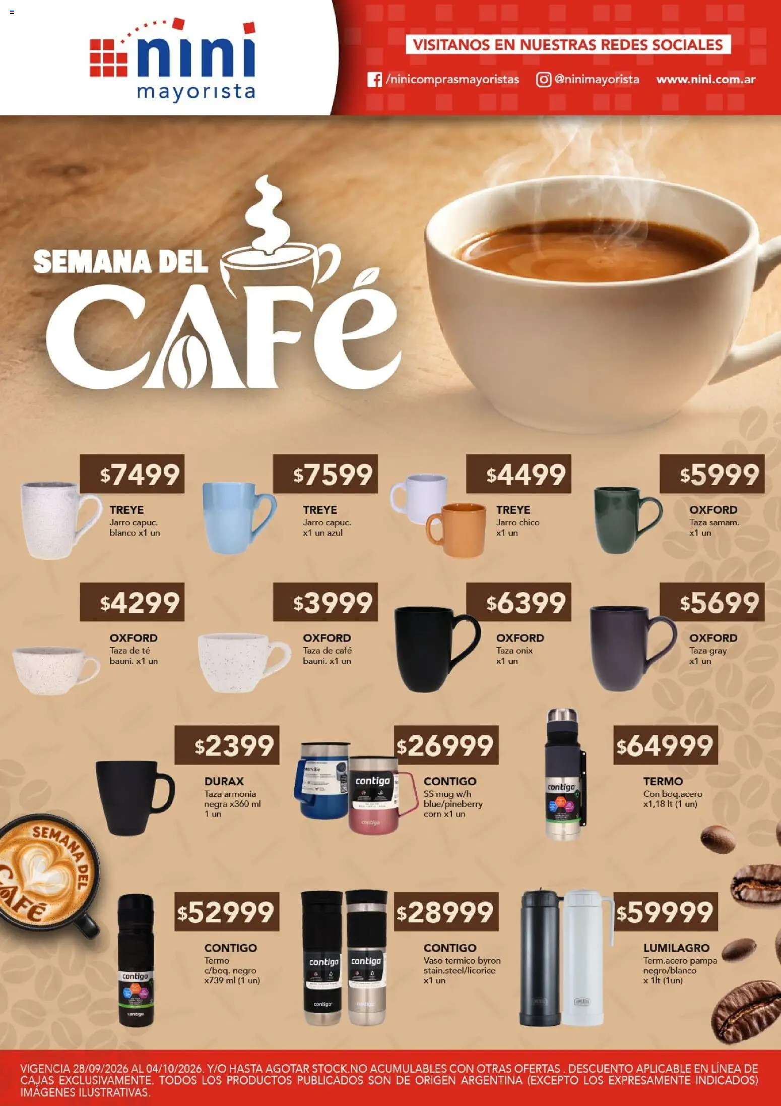 Vista previa del folleto de la tienda NINI Mayorista válido desde el 28/09/2026 - Café, Té, Termo, Taza