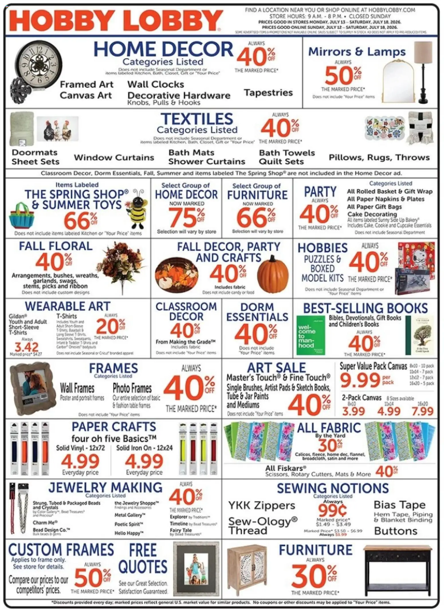 Ad Preview of Hobby Lobby Hobby Lobby Weekly Ad from 07/12/2026