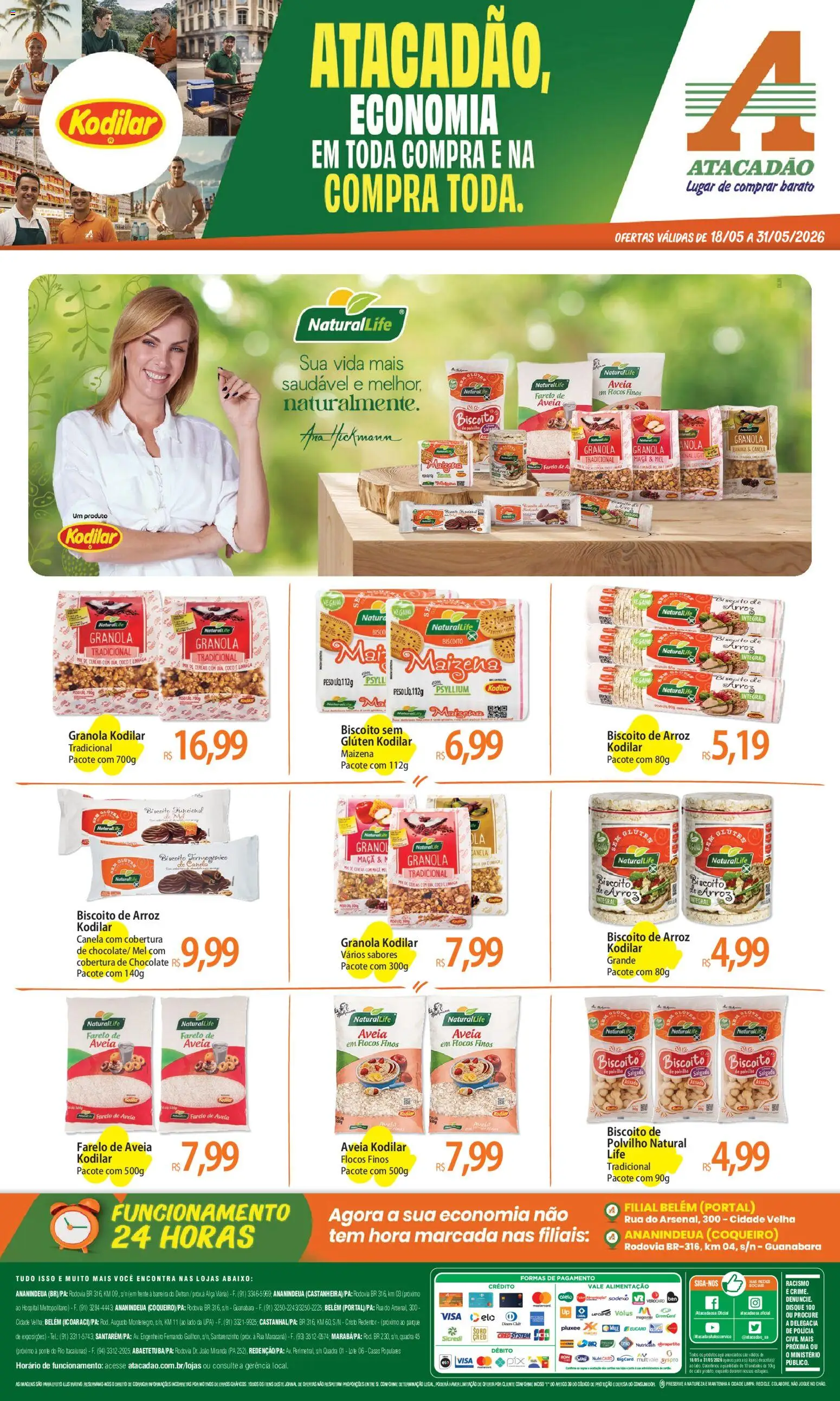 Pré-Visualização do folheto "Atacadão ofertas - PA" da loja Atacadão válido a partir de 18/05/2026 - Pá, Chocolate, Arroz, Biscoito, Aveia, Avelã, Cereais, Kodilar