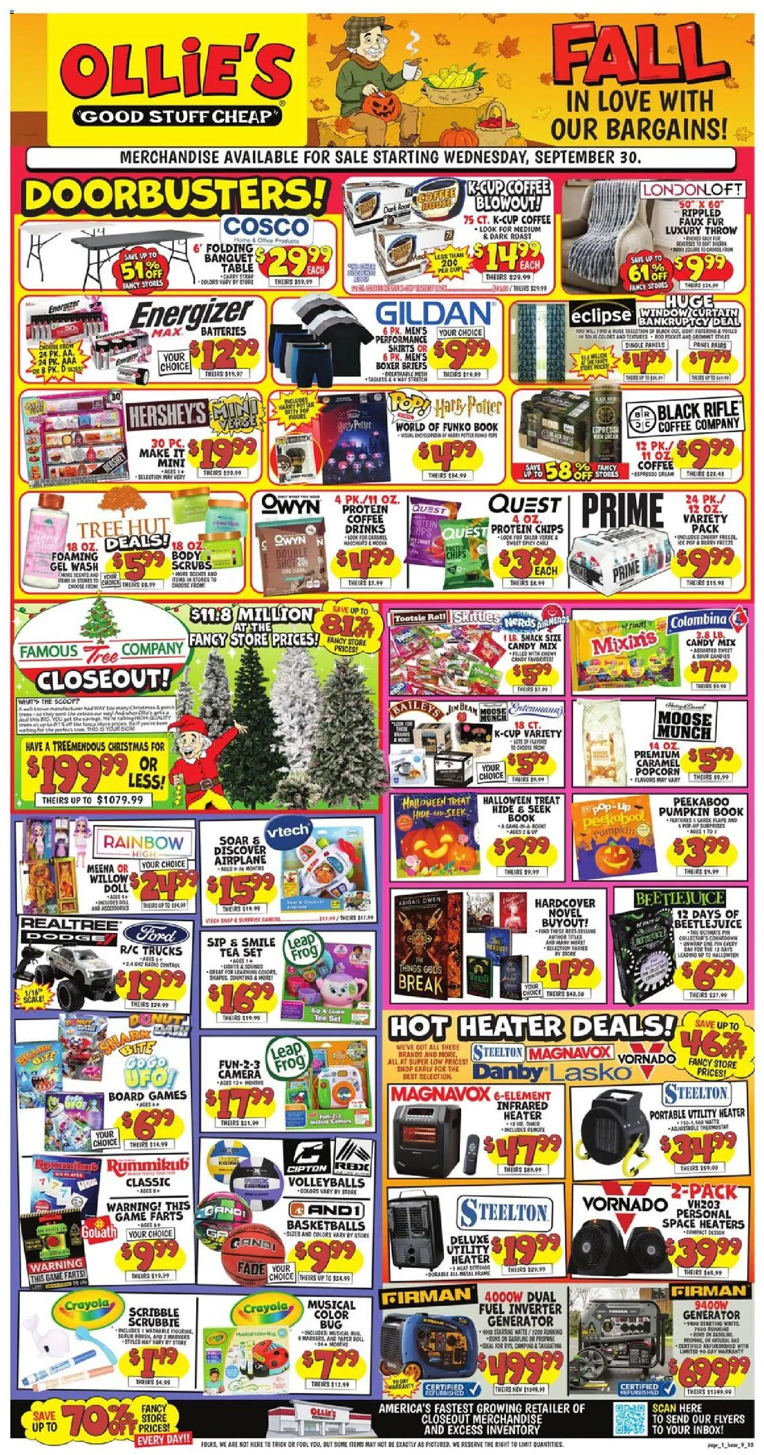 Ad Preview of Ollie's Ollie's Ad from 09/30/2026 - Game, Ice, Tea, Mouse, Baileys, Boxer briefs, Candies, Rifle