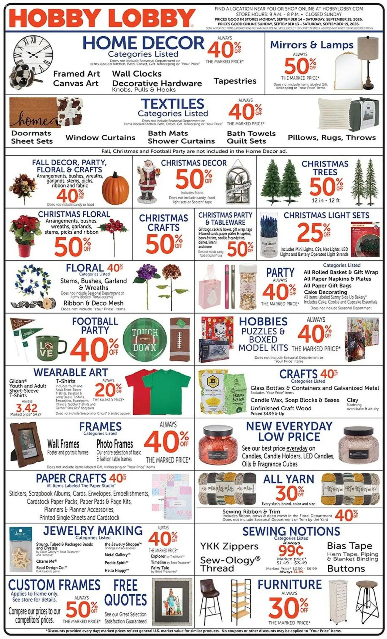 Ad Preview of Hobby Lobby Hobby Lobby Weekly Ad from 09/13/2026