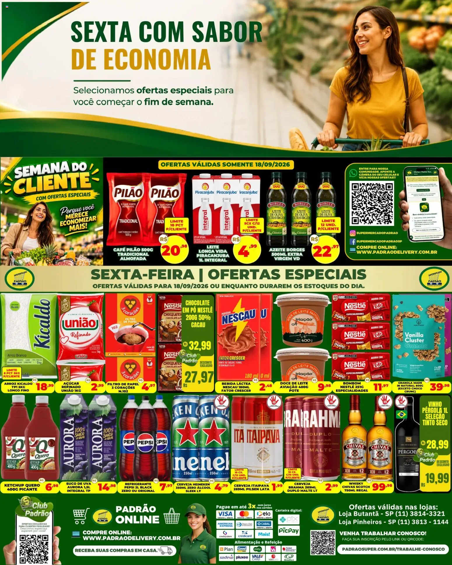 Pré-Visualização do folheto "Supermercado Padrão ofertas Sexta Imbatível" da loja Supermercado Padrão válido a partir de 18/09/2026 - Café, Uva, Bebida, Azeite, Suco, Refrigerante, Café pilão, Filtro de papel