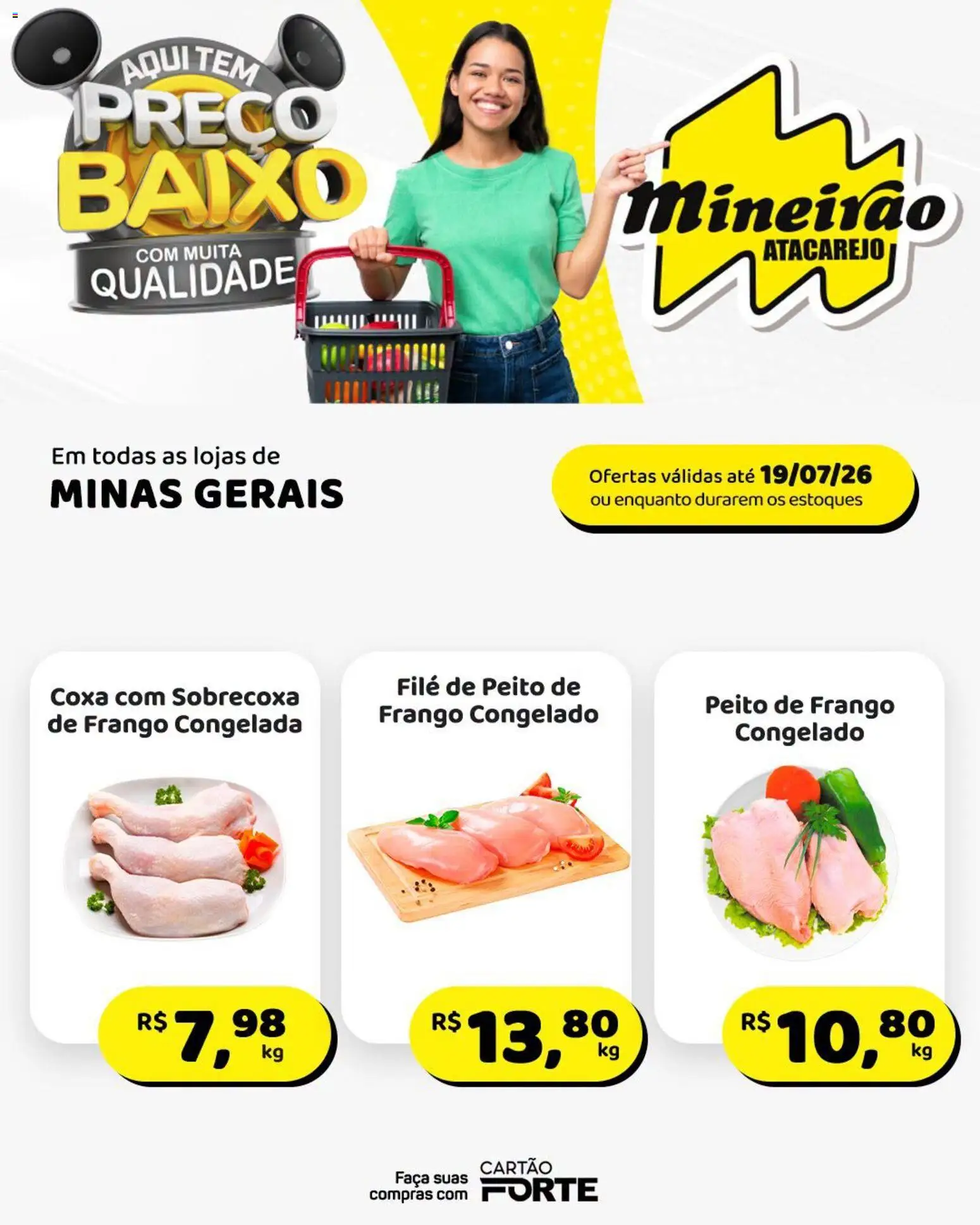 Pré-Visualização do folheto "Mineirão Atacarejo - Ofertas da semana" da loja Mineirão Atacarejo válido a partir de 13/07/2026 - Frango, Peito de frango, Baixo, Faca