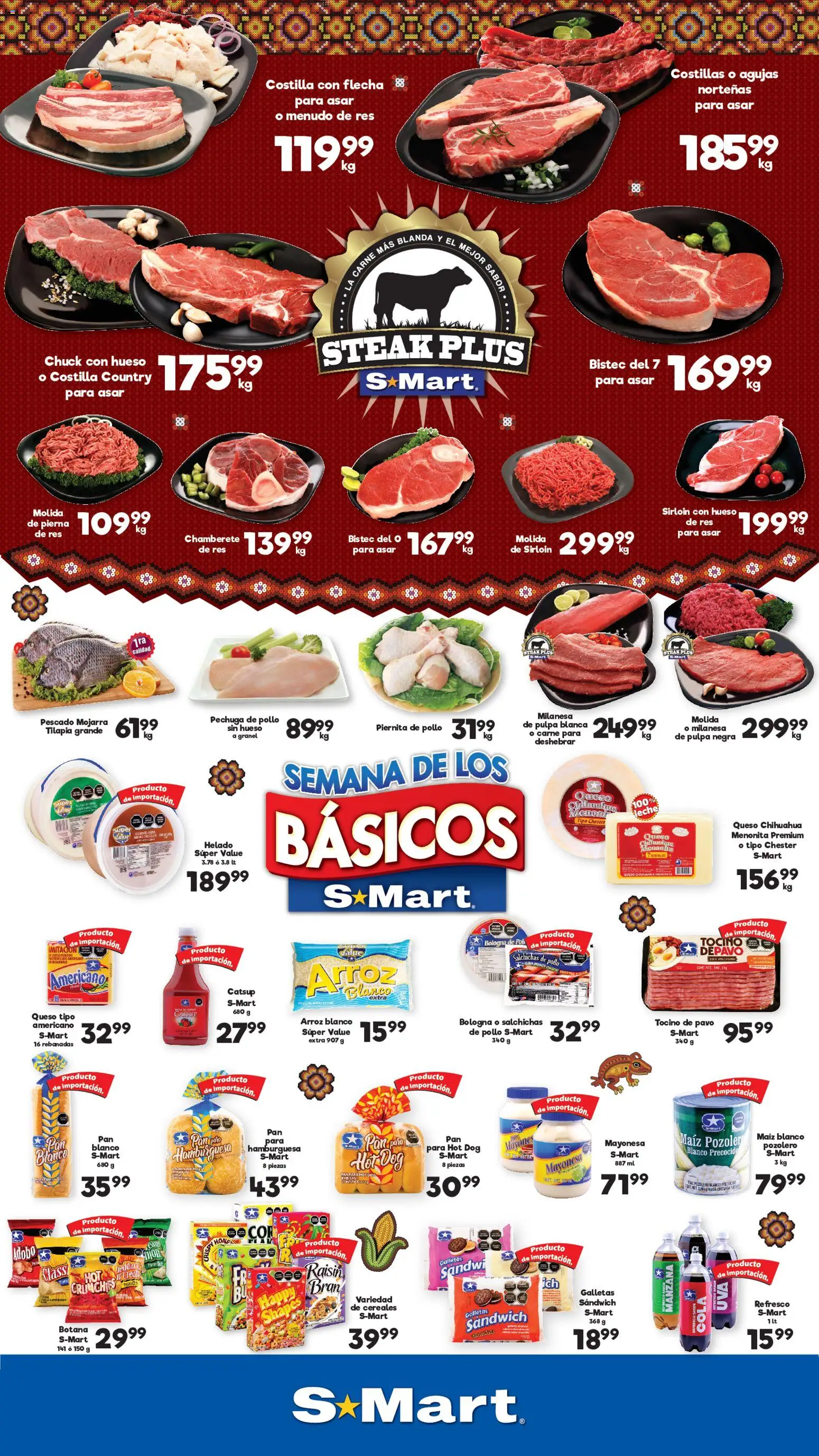 Vista previa las ofertas de la tienda S-Mart - S-Mart folleto Monterrey desde el 11/09/2026 - Manzana, Helado, Pavo, Refresco, Mayonesa, Bistec, Tocino, Res