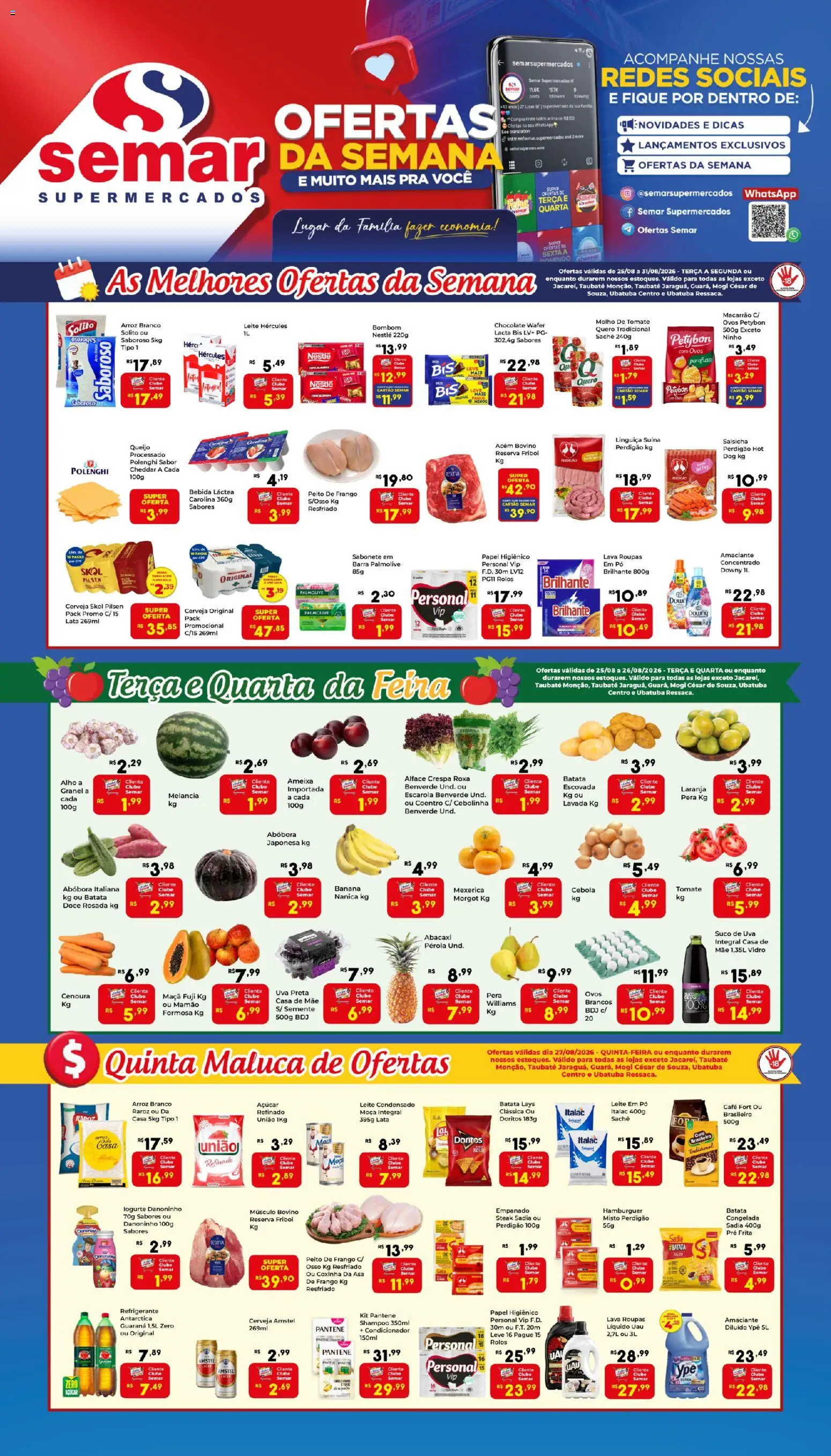 Pré-Visualização do folheto "Semar Supermercado - Ofertas da semana" da loja Semar Supermercado válido a partir de 25/08/2026
