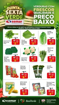 Pré-Visualização do folheto "Semar Supermercado ofertas Quinta e Sexta Verde" da loja Semar Supermercado válido a partir de 30/07/2026