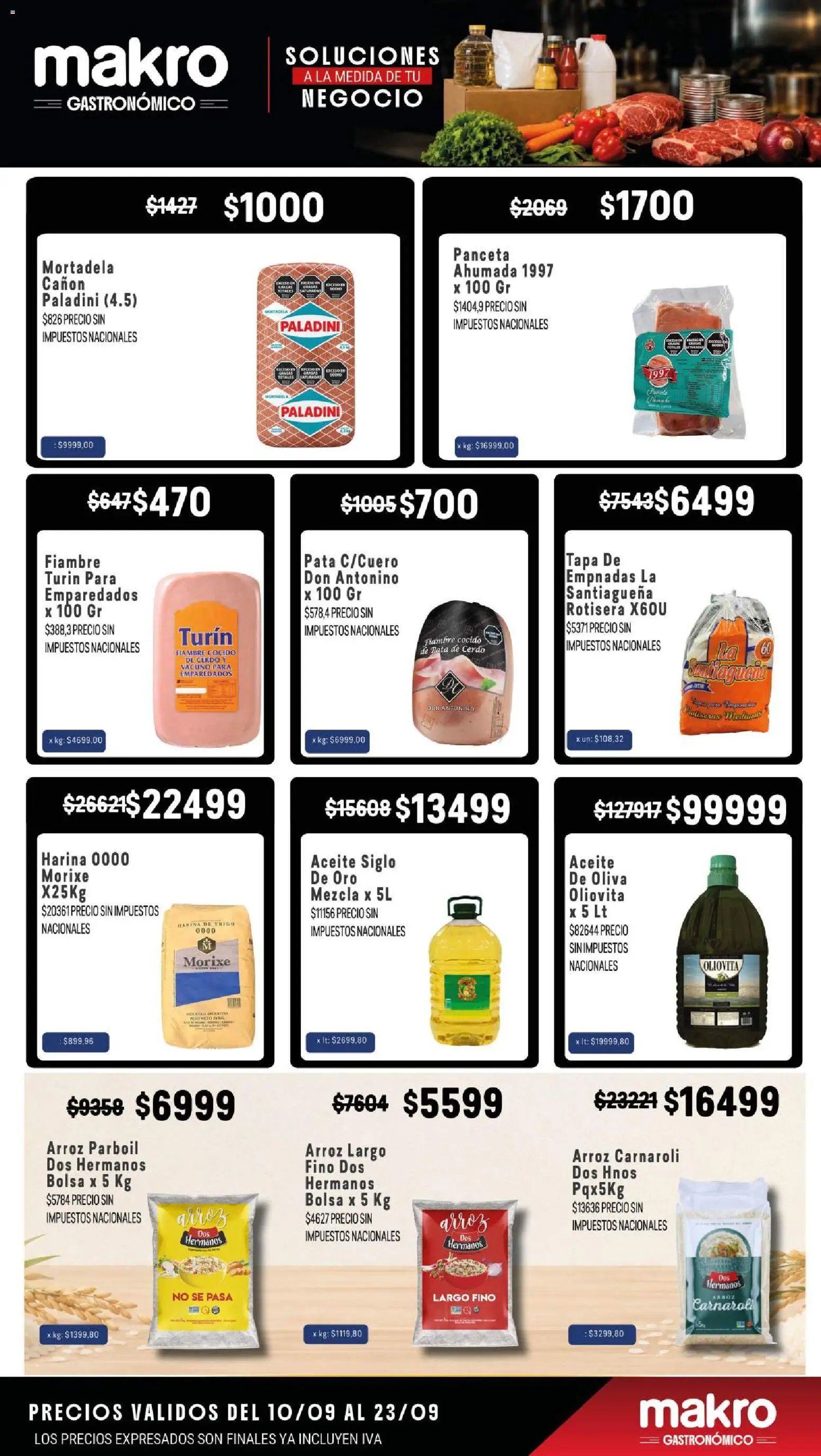 Vista previa del folleto de la tienda Makro válido desde el 10/09/2026 - Bolsa, Arroz, Aceite, Harina, Cerdo, Mortadela, Panceta, Pata de cerdo