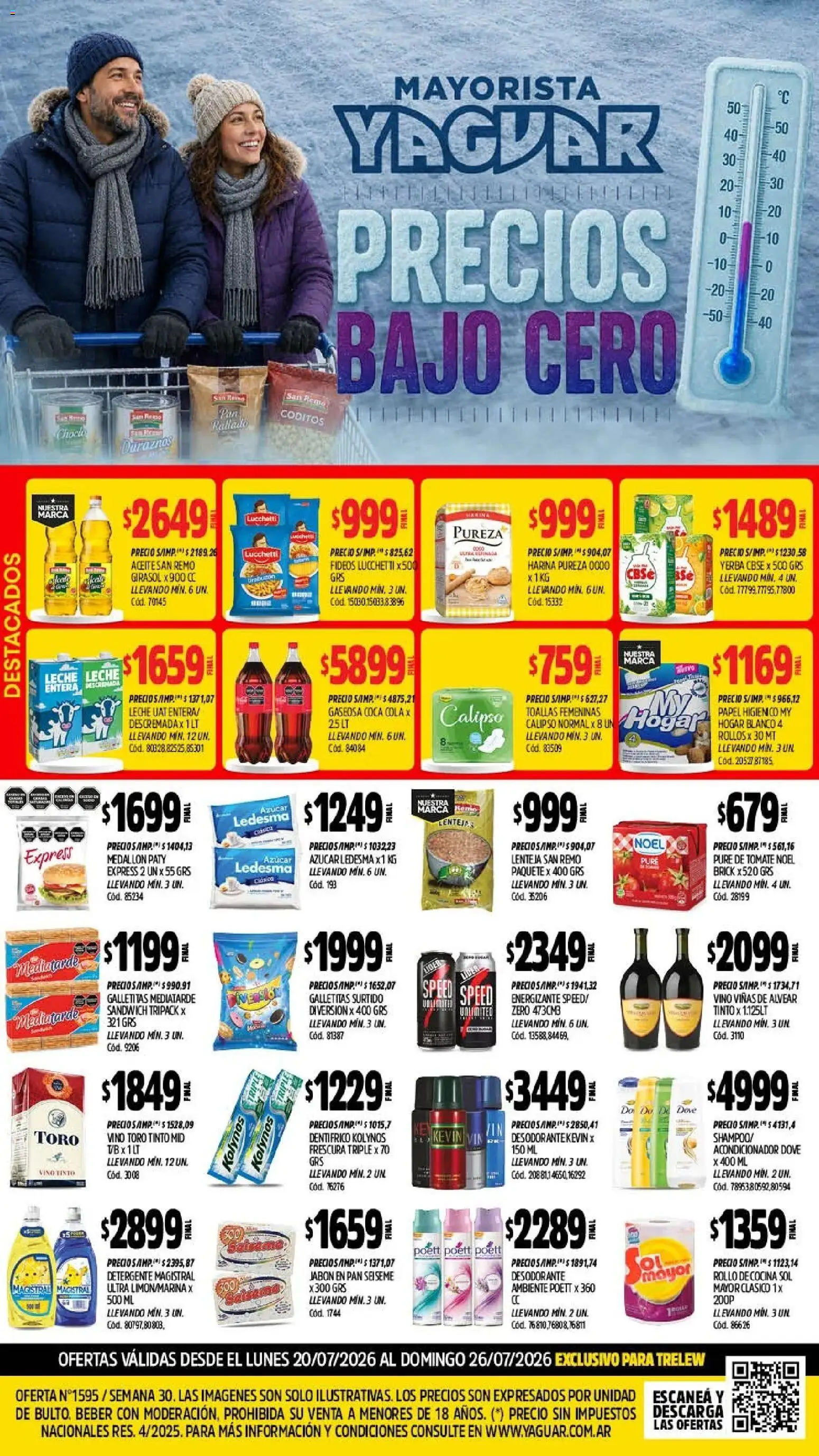 Vista previa del folleto de la tienda Yaguar válido desde el 20/07/2026 - Tomate, Galletitas, Aceite, Duraznos, Leche, Vino tinto, Gaseosa, Detergente