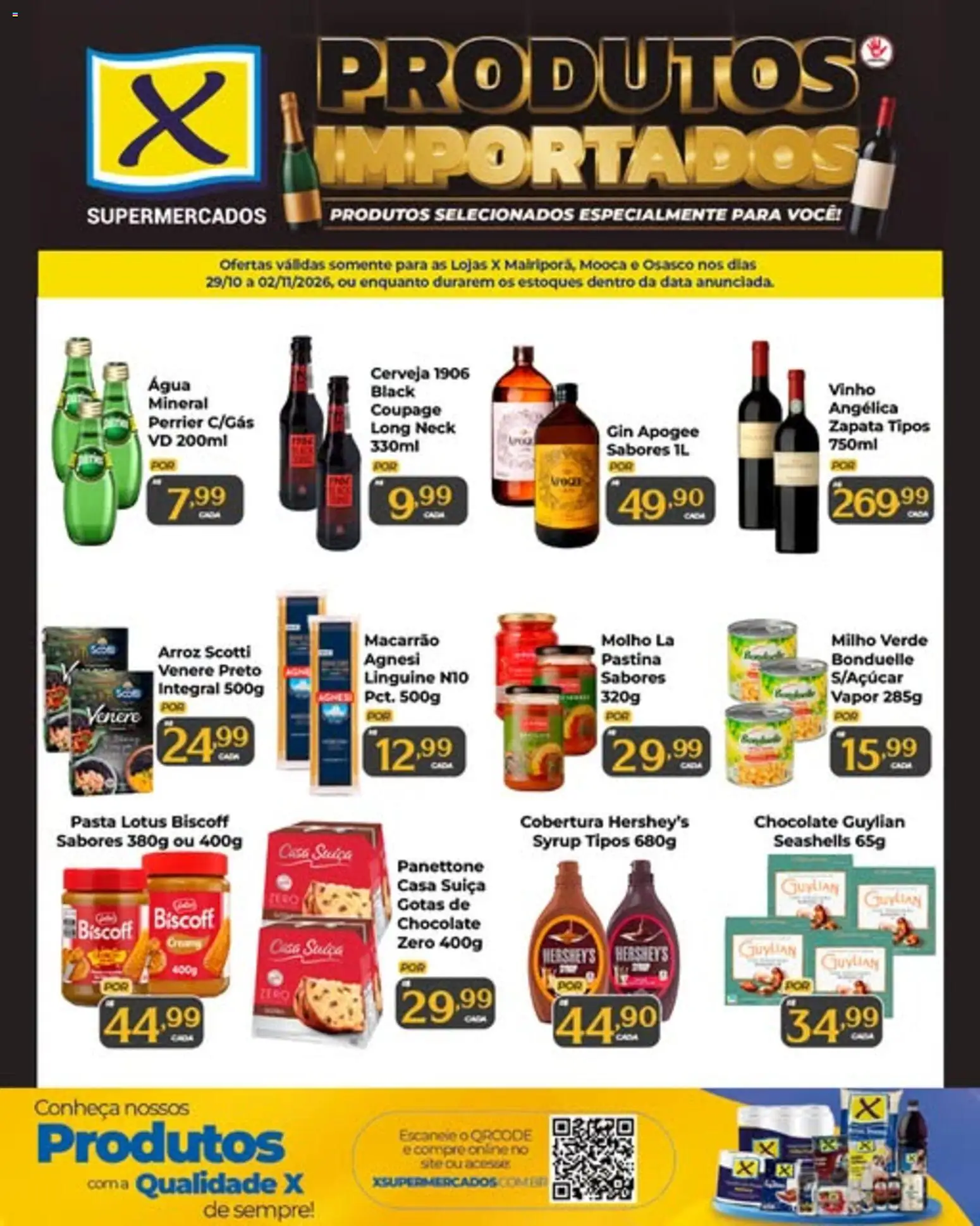 Pré-Visualização do folheto "X Supermercados ofertas Produtos Importados" da loja X Supermercados válido a partir de 29/10/2026