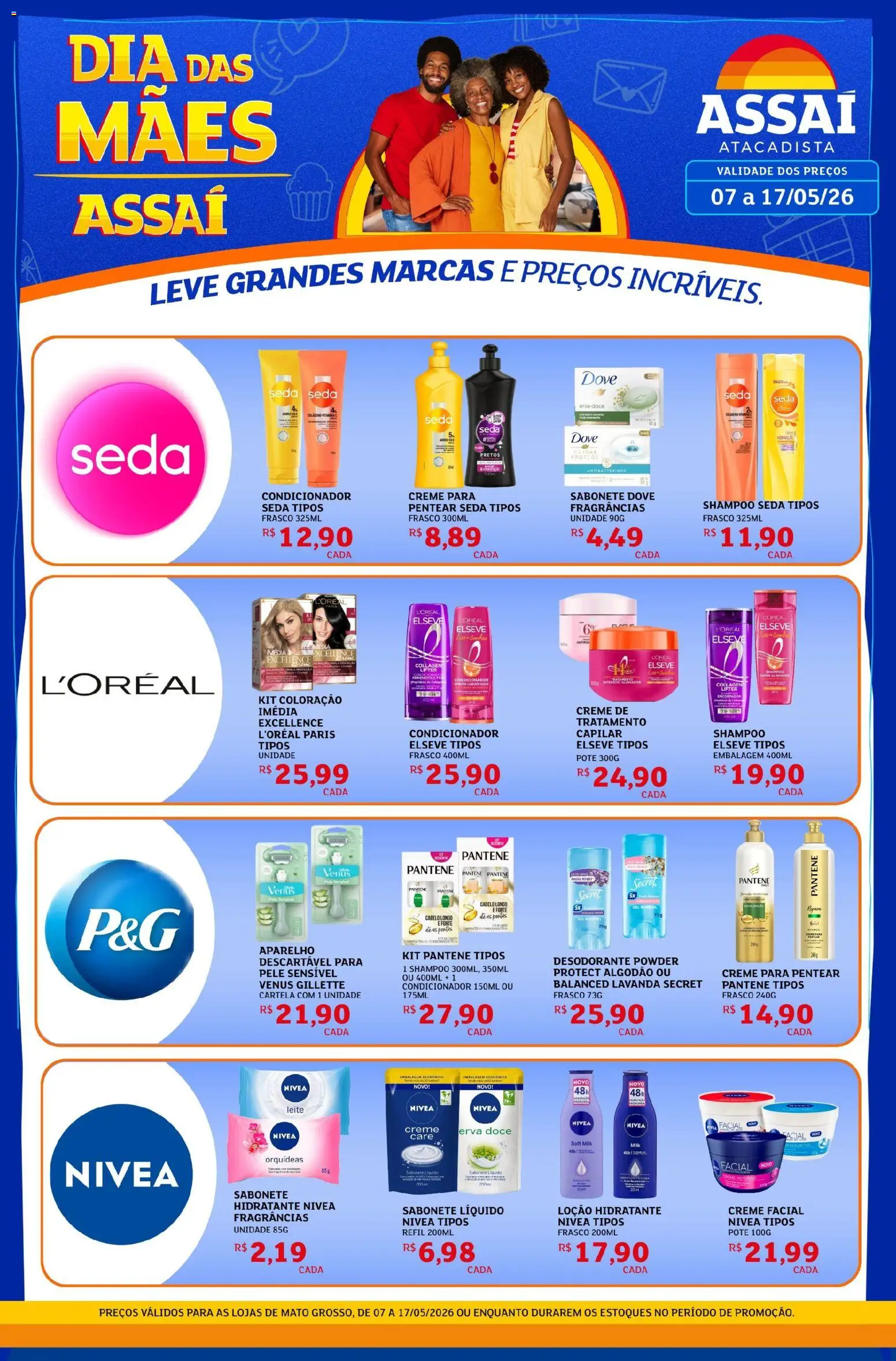 Pré-Visualização do folheto "Assaí Atacadista ofertas - MT" da loja Assaí Atacadista válido a partir de 08/05/2026 - Leite, Sabonete, Doce, Creme, Algodão, Condicionador, Creme facial, Creme para pentear