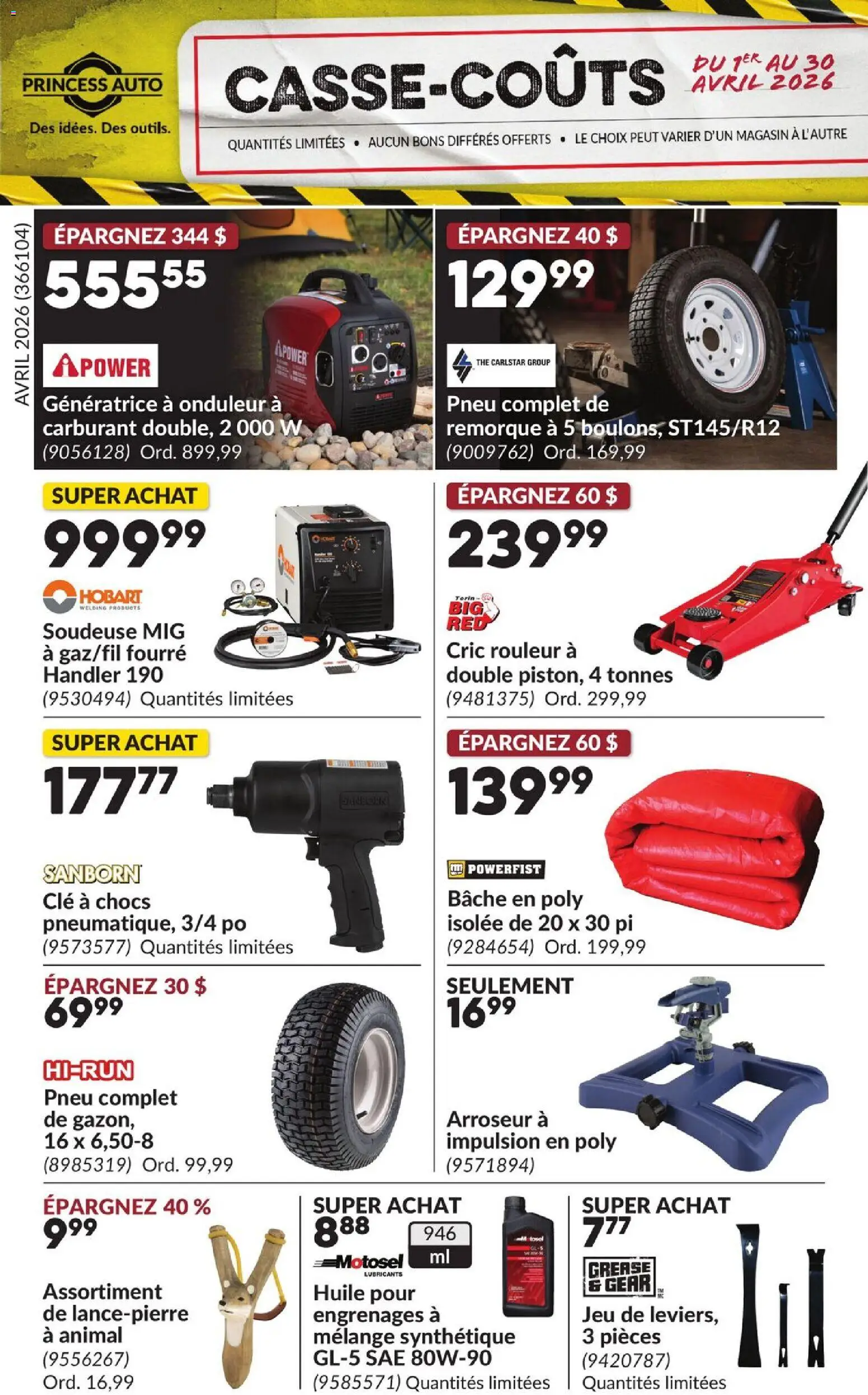 Preview of leaflet Princess Auto circulaire - Casse-Coûts from shop Princess Auto is valid from Apr 01, 2026