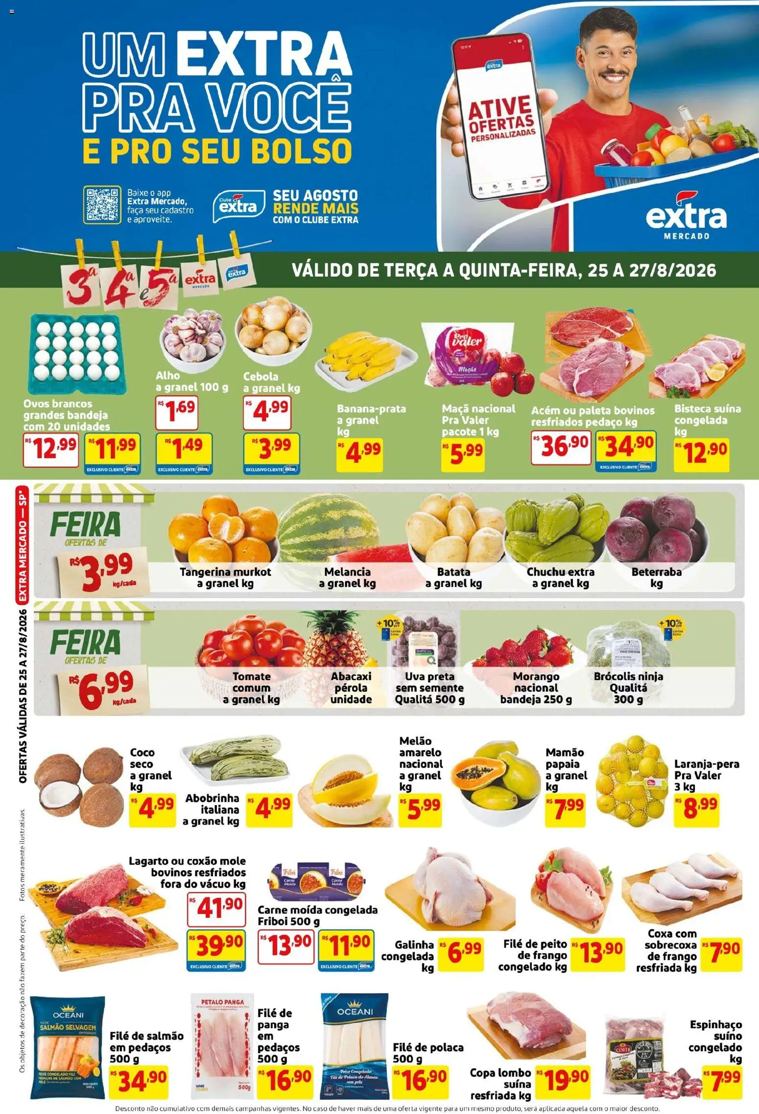 Pré-Visualização do folheto "Extra ofertas de Mercado Terça e Quinta" da loja Extra válido a partir de 25/08/2026