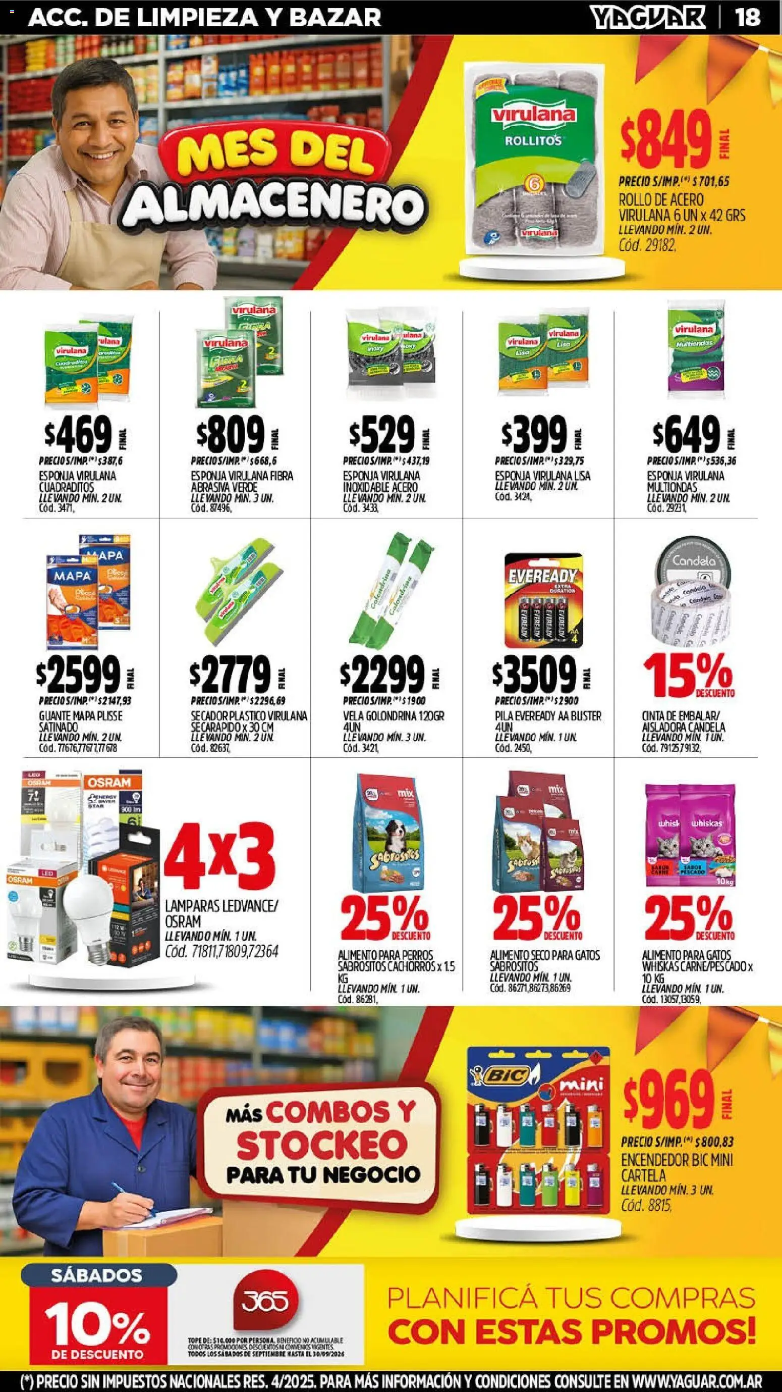 Vista previa del folleto de la tienda Yaguar válido desde el 14/09/2026 - Lámparas, Alimento para perros, Pila, Vela, Encendedor, Cinta, Esponja, Guante
