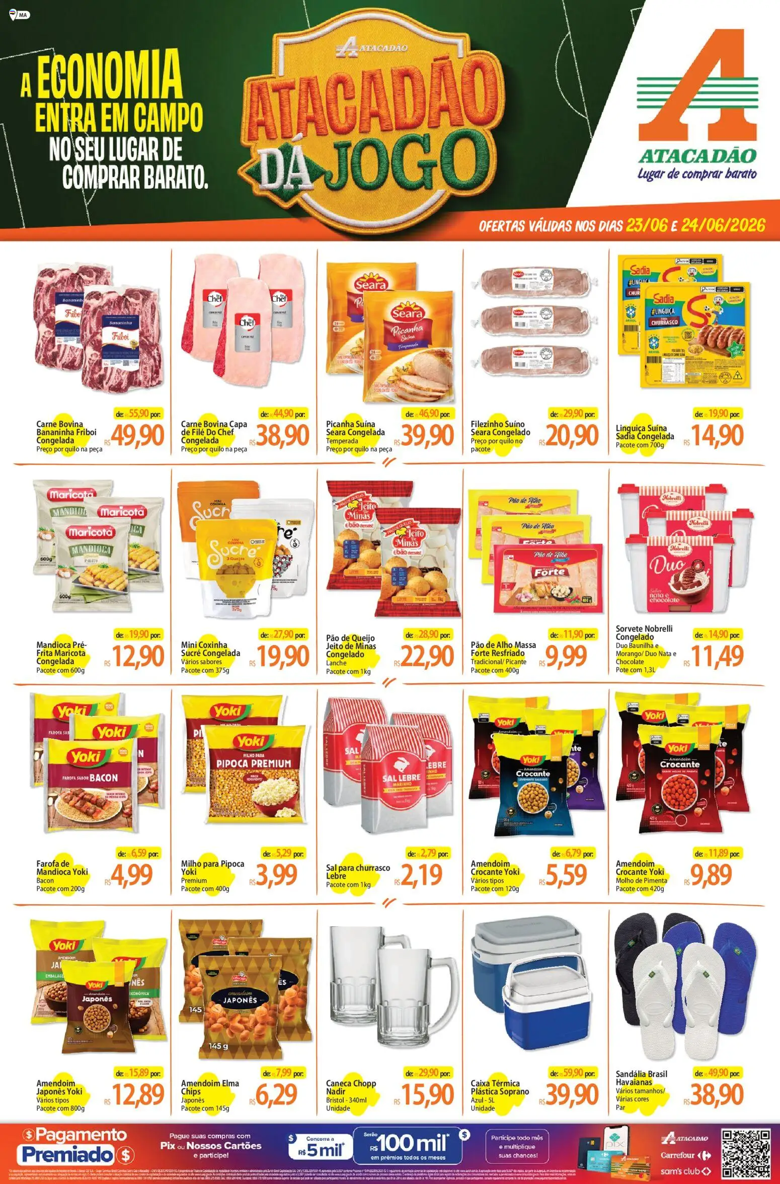 Pré-Visualização do folheto "Atacadão ofertas - MA" da loja Atacadão válido a partir de 23/06/2026 - Caixa, Sorvete, Sal, Amendoins, Pão, Pipoca, Pimenta, Farofa