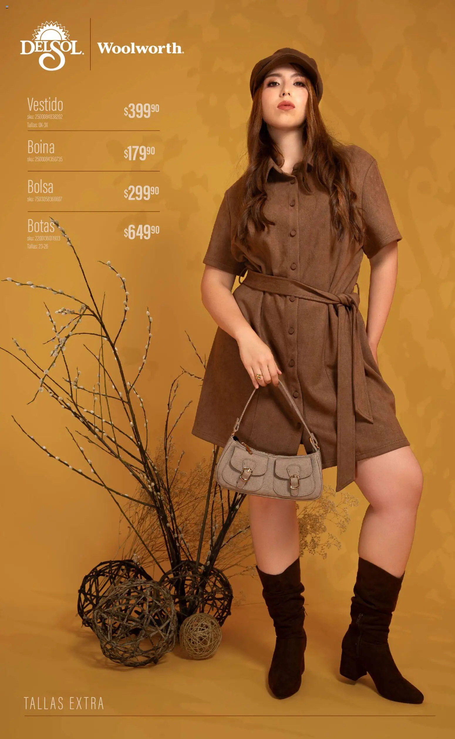 Vista previa las ofertas de la tienda Del Sol y Woolworth - Del Sol y Woolworth catálogo Luce el Otoño desde el 01/10/2026 - Vestido, Botas, Bolsa, Boina