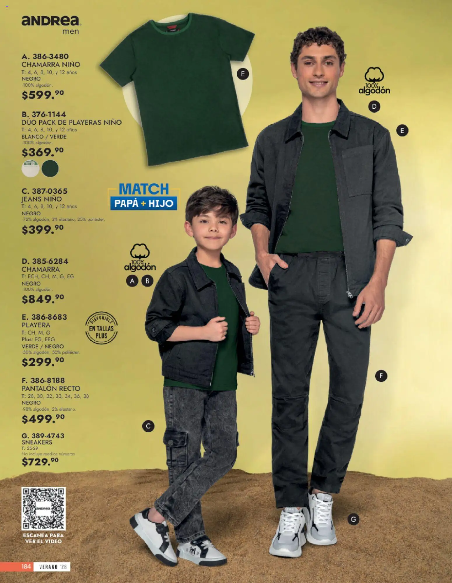 Vista previa las ofertas de la tienda Andrea - Andrea catálogo Vestir Caballero desde el 24/05/2026 - Video, Papa, Playera, Chamarra, Algodón