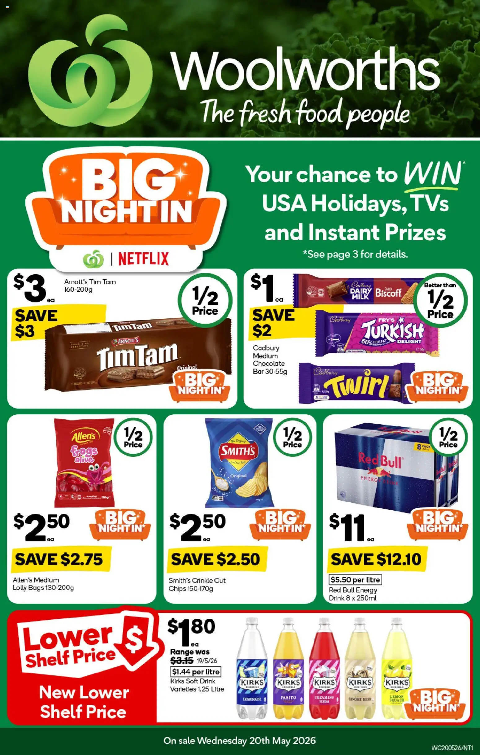 Preview of catalogue Woolworths catalogue NT from shop Woolworths valid 20/05/2026 - Shelf, Food, Milk, Dairy, Energy drink, Ginger, Red Bull, Lemonade