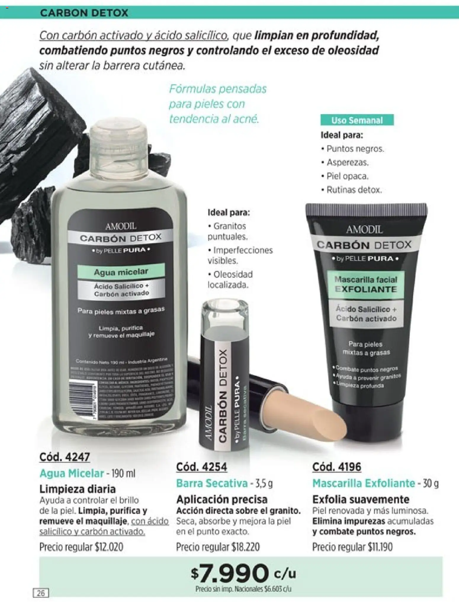 Vista previa del folleto de la tienda Amodil válido desde el 01/10/2026 - Agua, Maquillaje, Sobre, Carbón activado, Mascarilla, Brillo, Exfoliante
