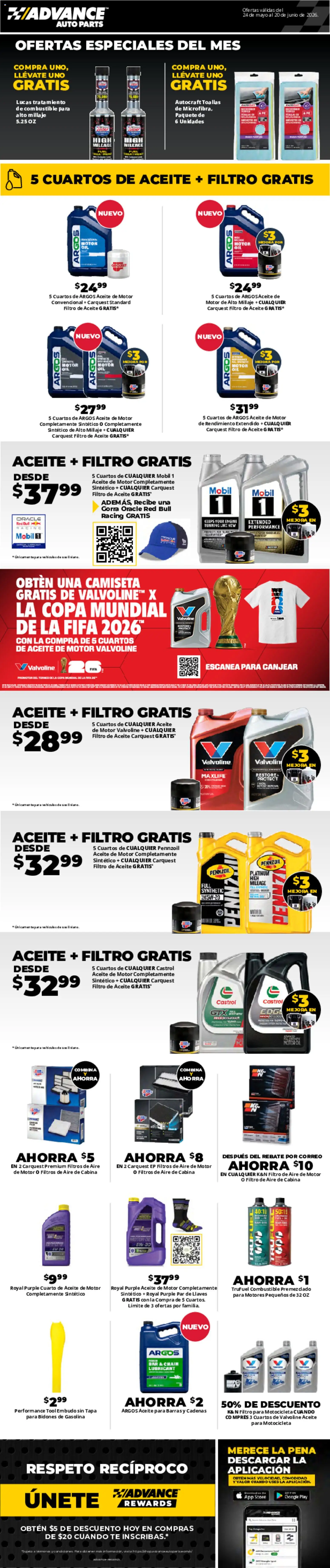Ad Preview of Advance Auto Parts Advance Auto Parts Sales Ad - Spanish from 05/24/2026