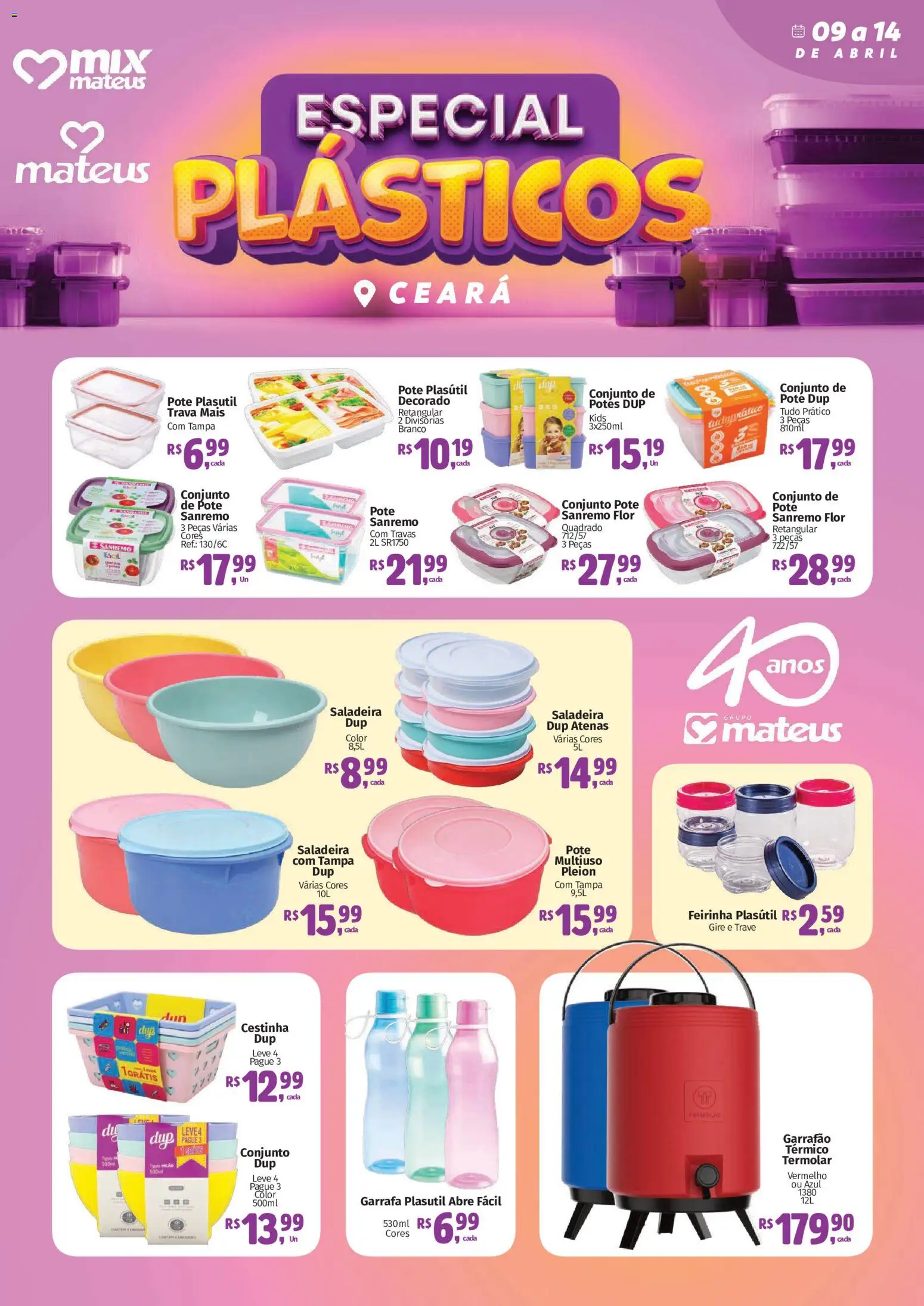 Pré-Visualização do folheto "Mateus ofertas Especial Plásticos" da loja Mateus válido a partir de 09/04/2026 - Potes