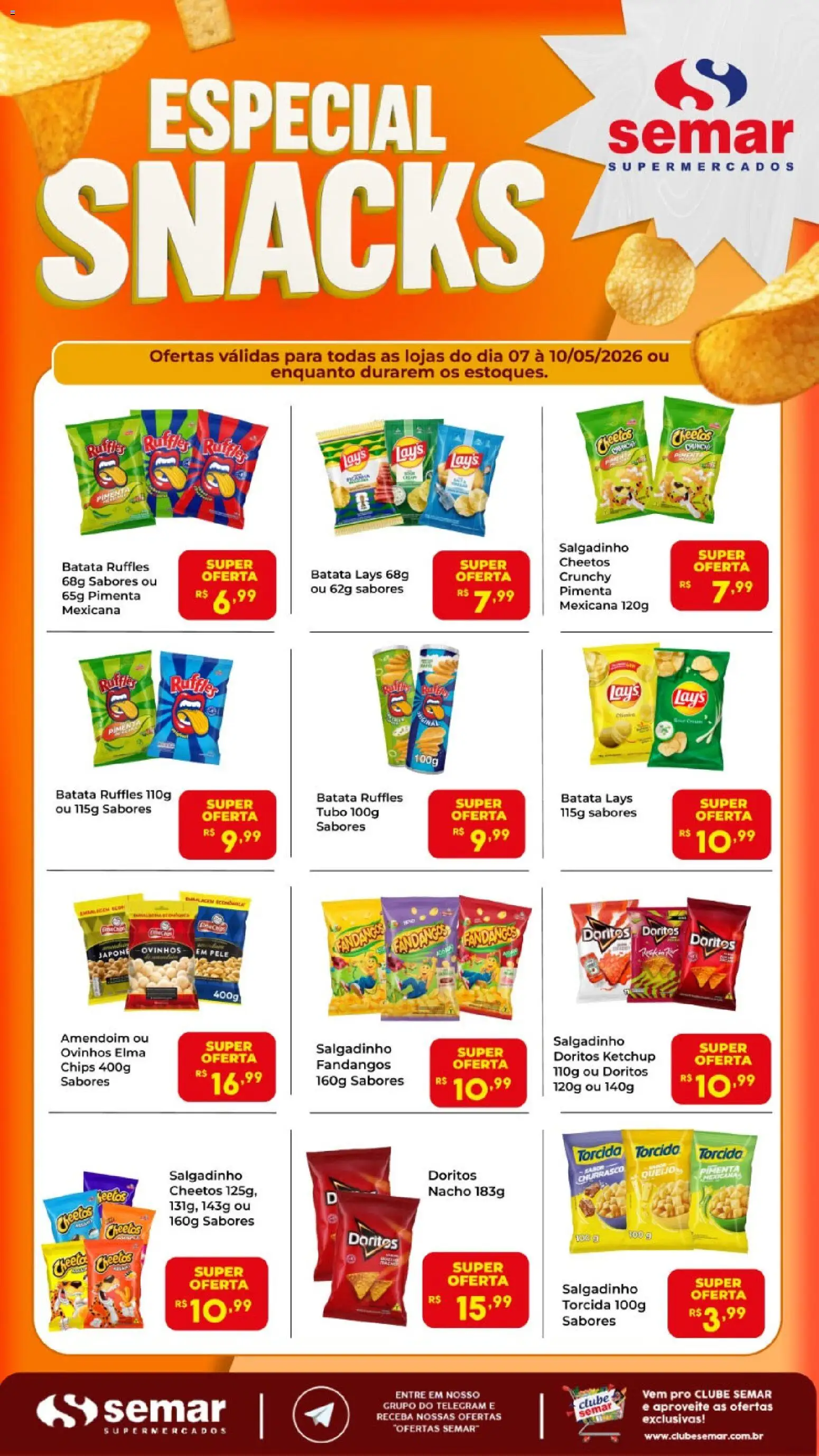Pré-Visualização do folheto "Semar Supermercado ofertas Snacks" da loja Semar Supermercado válido a partir de 07/05/2026
