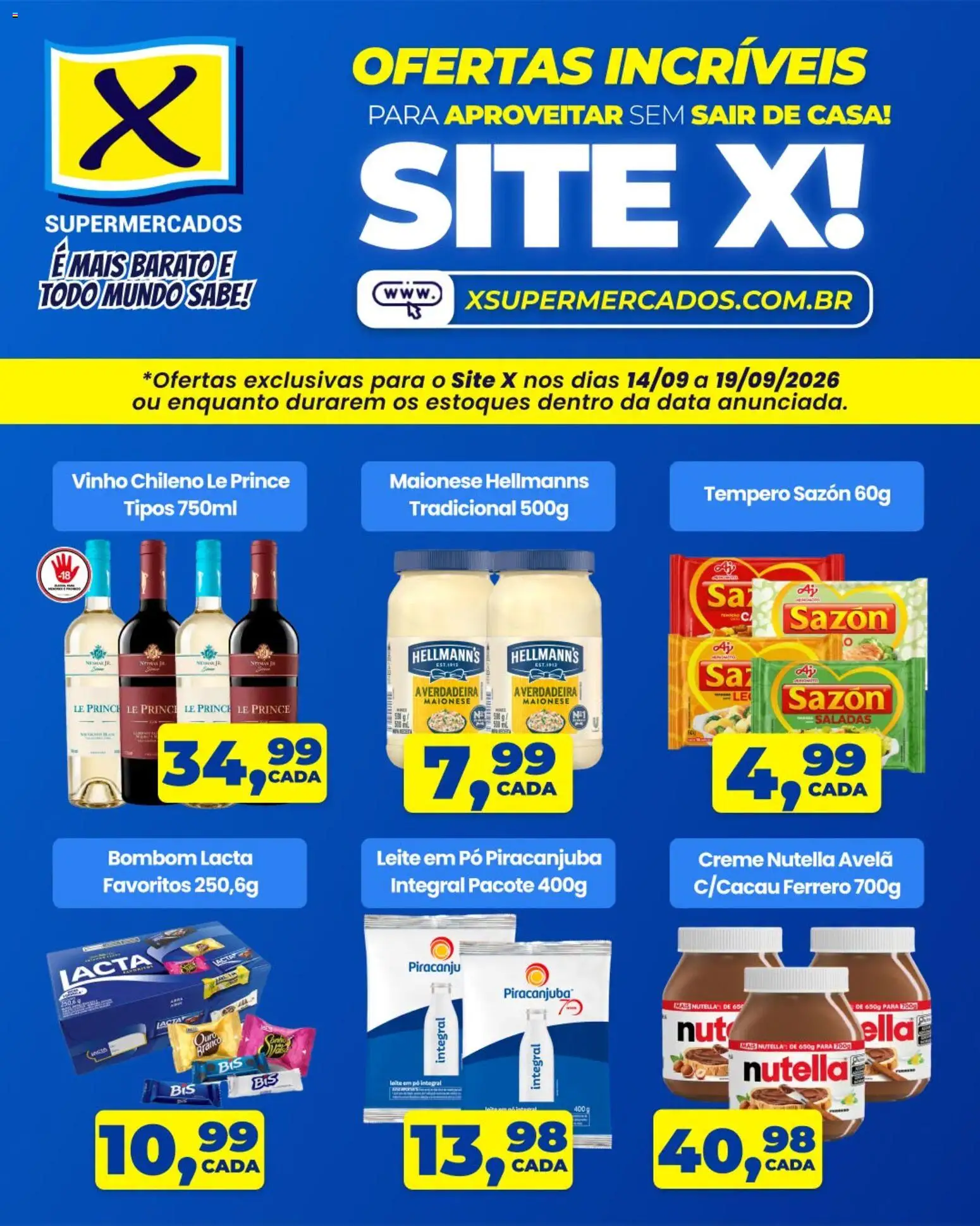 Pré-Visualização do folheto "X Supermercados ofertas incríveis" da loja X Supermercados válido a partir de 14/09/2026