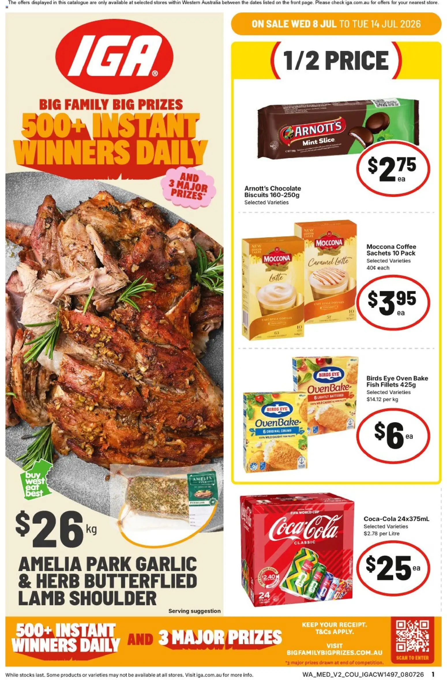 Preview of catalogue IGA catalogue NT/WA from shop IGA valid 08/07/2026 - Herb, Coffee, Lamb, Fish, Sachets, Garlic, Moccona, Oven