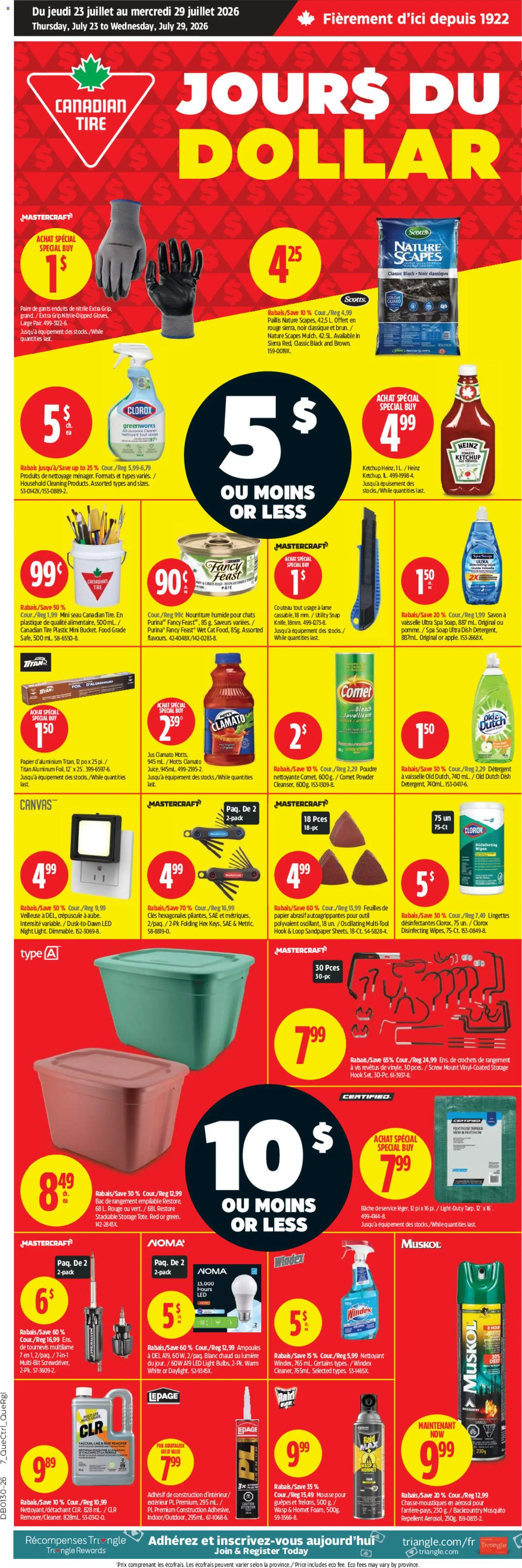 Preview of leaflet Canadian Tire circulaire - Jours Du Dollar from shop Canadian Tire is valid from Jul 23, 2026