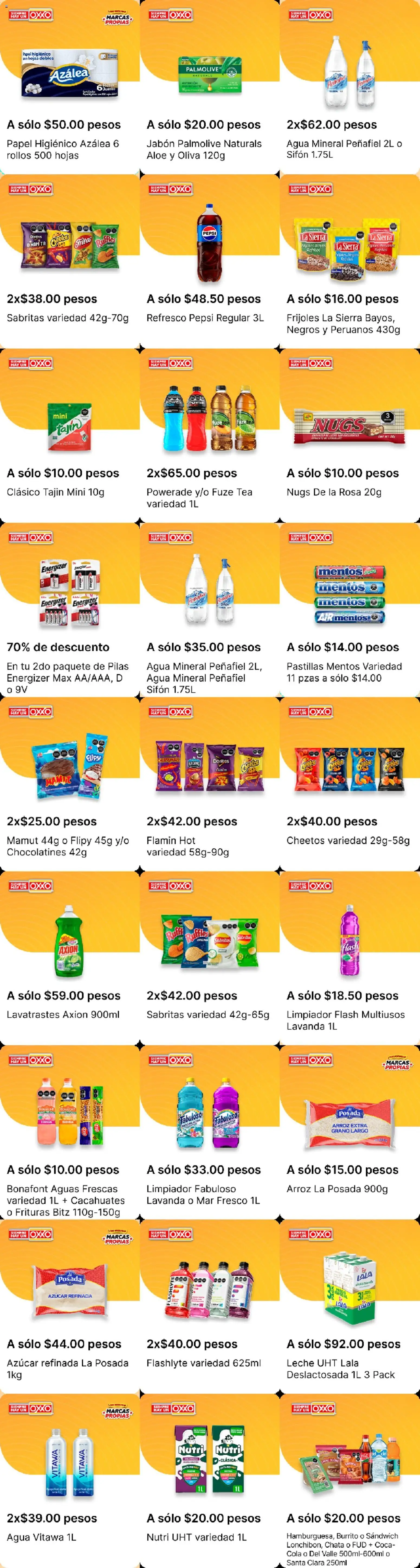 Vista previa las ofertas de la tienda OXXO - OXXO folleto desde el 24/09/2026 - Chocolate, Azúcar, Sierra, Oreo, Pilas, Aceite vegetal, Azúcar refinada, Limpiador