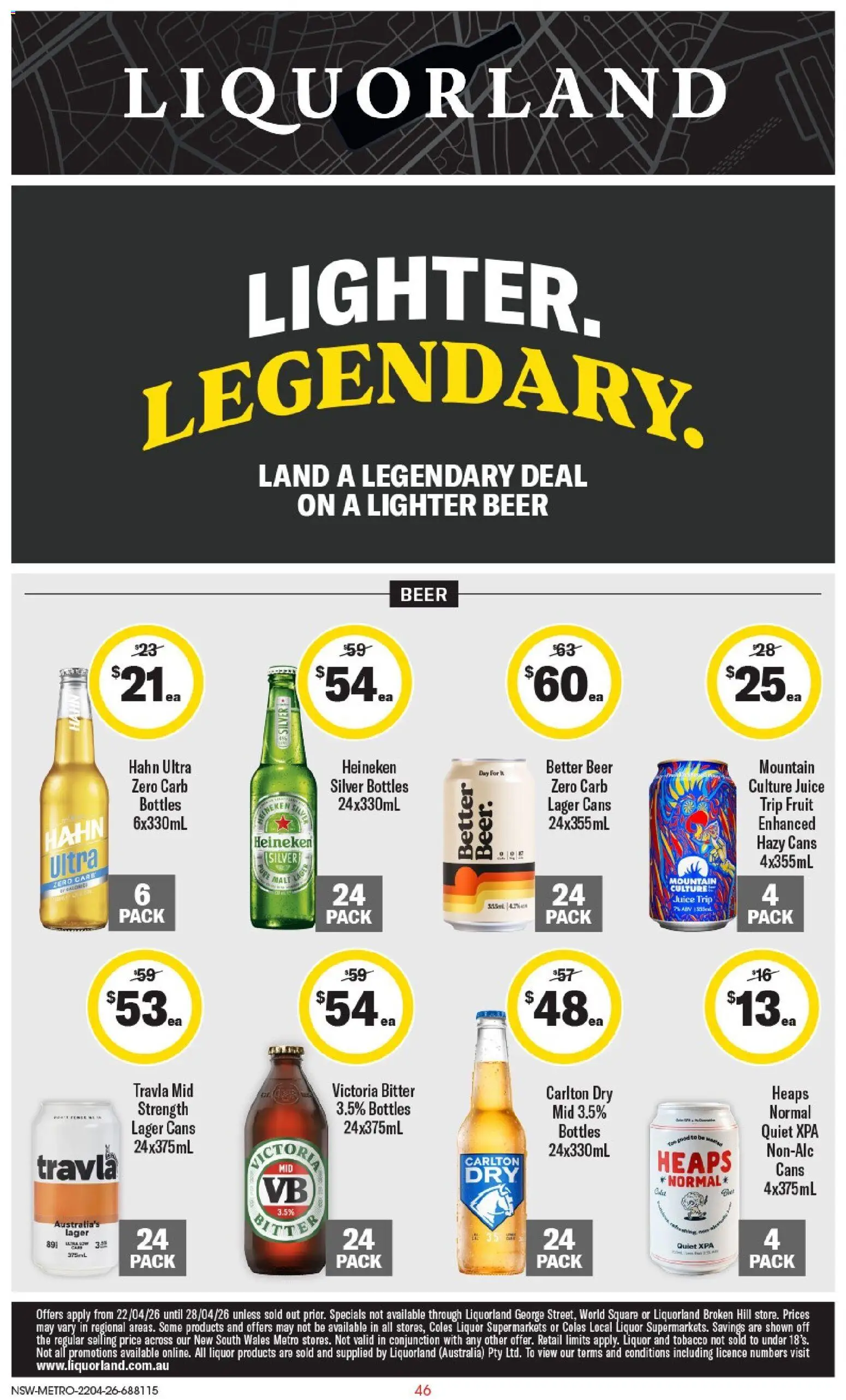 Preview of catalogue Liquorland catalogue from shop Liquorland valid 22/04/2026 - Heineken, Juice, Beer, Fruit