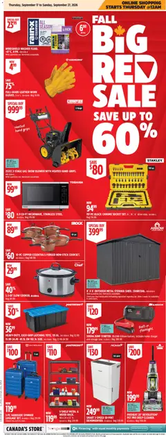 Un aperçu du dépliant Canadian Tire flyer - Fall Big Red du magasin Canadian Tire est valide à partir 17 sept. 2026