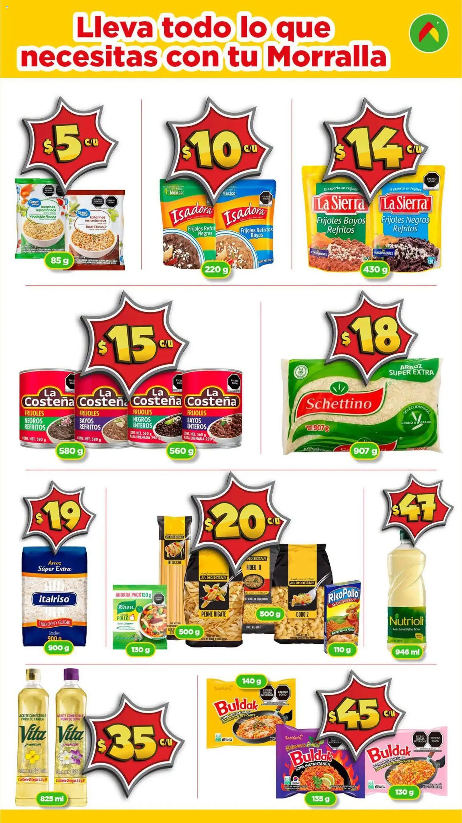 Vista previa las ofertas de la tienda Bodega Aurrerá - Bodega Aurrerá folleto Morralla desde el 17/09/2026 - Pollo, Pasta, Frijoles, Arroz, Masa, Aceite, Sierra, Sopa