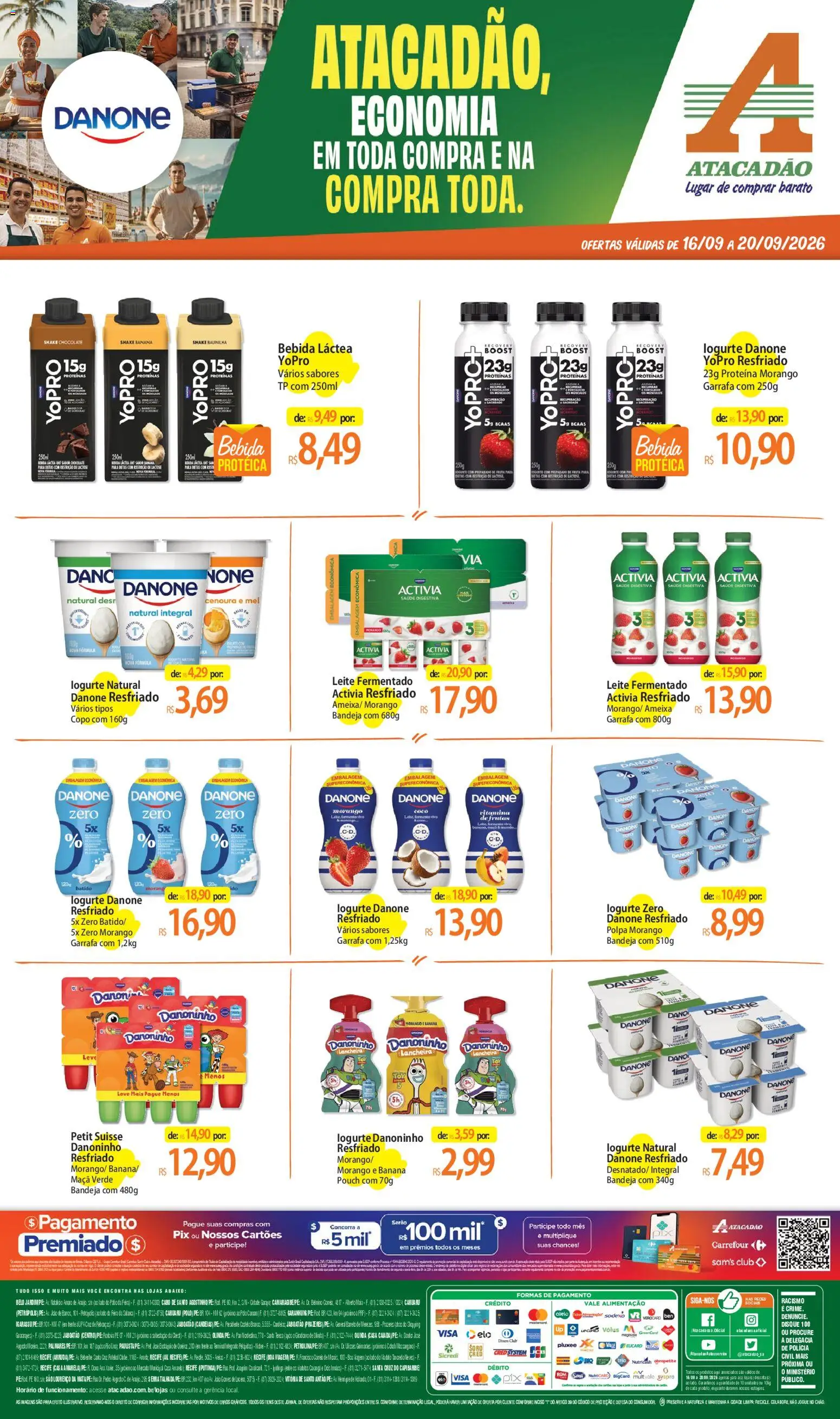 Pré-Visualização do folheto "Atacadão ofertas - PE" da loja Atacadão válido a partir de 16/09/2026 - Iogurte, Bebida, Leite, Ameixa, Mel, Proteína, Baunilha, Bandeja