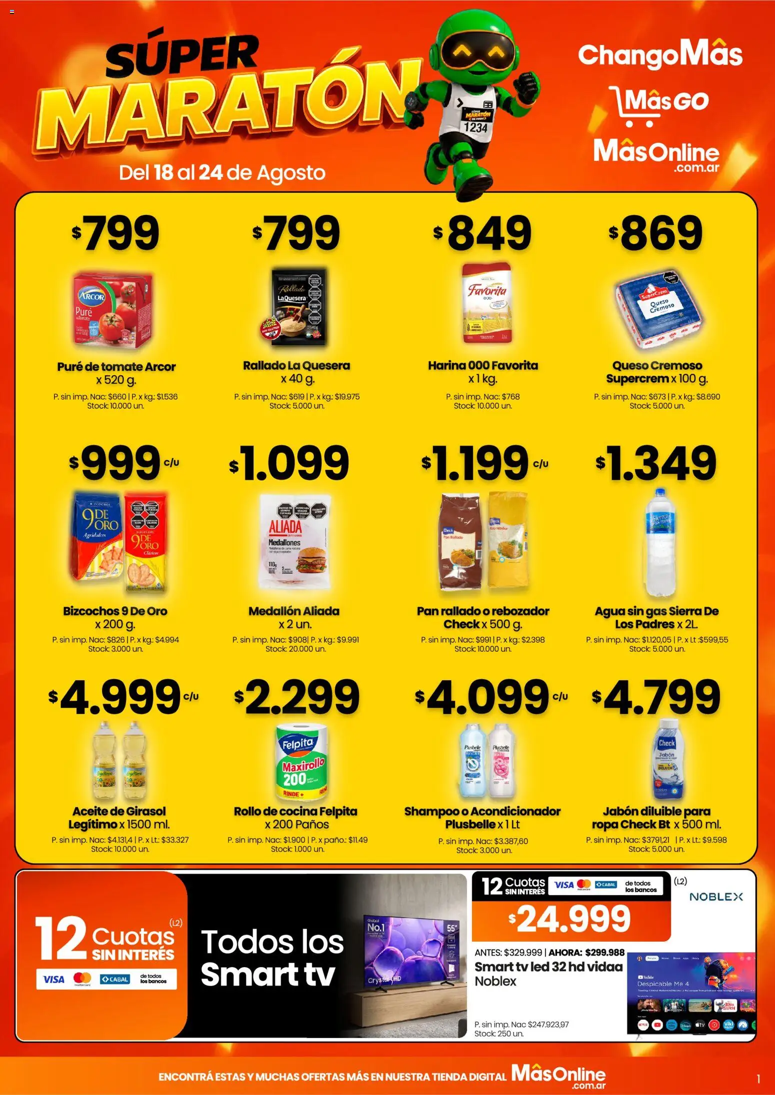 Vista previa del folleto de la tienda Punto Mayorista válido desde el 18/08/2026 - Agua, Queso, Shampoo, Tomate, Harina, Sierra, Jabón, Acondicionador