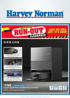 Preview of catalogue Harvey Norman Clearance Deals on Robot Vacuum from shop Harvey Norman valid 6 Aug 2026