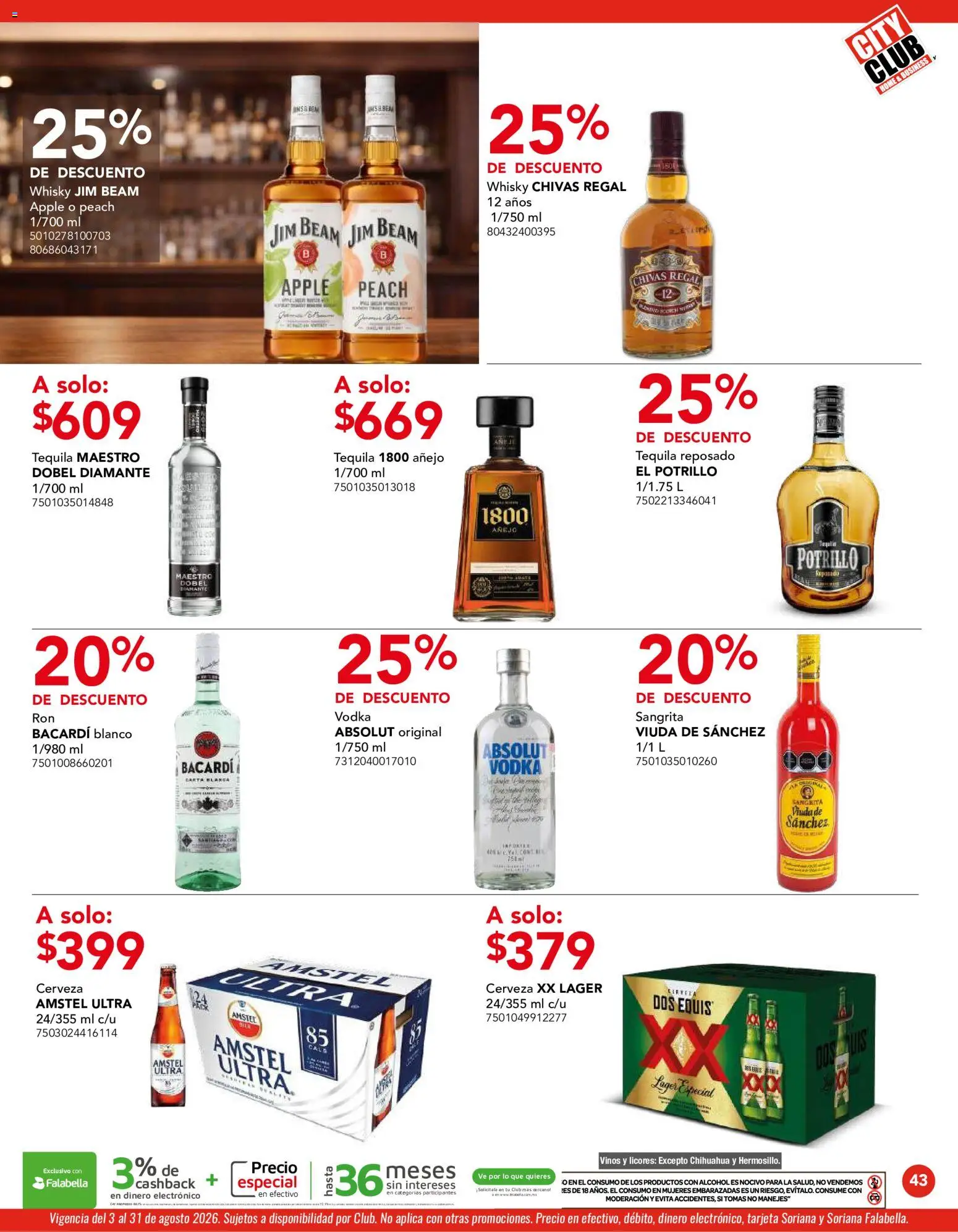Vista previa las ofertas de la tienda City Club - City Club catálogo desde el 03/08/2026 - Tequila, Whisky, Cerveza, Bacardi, Alcohol, Vodka